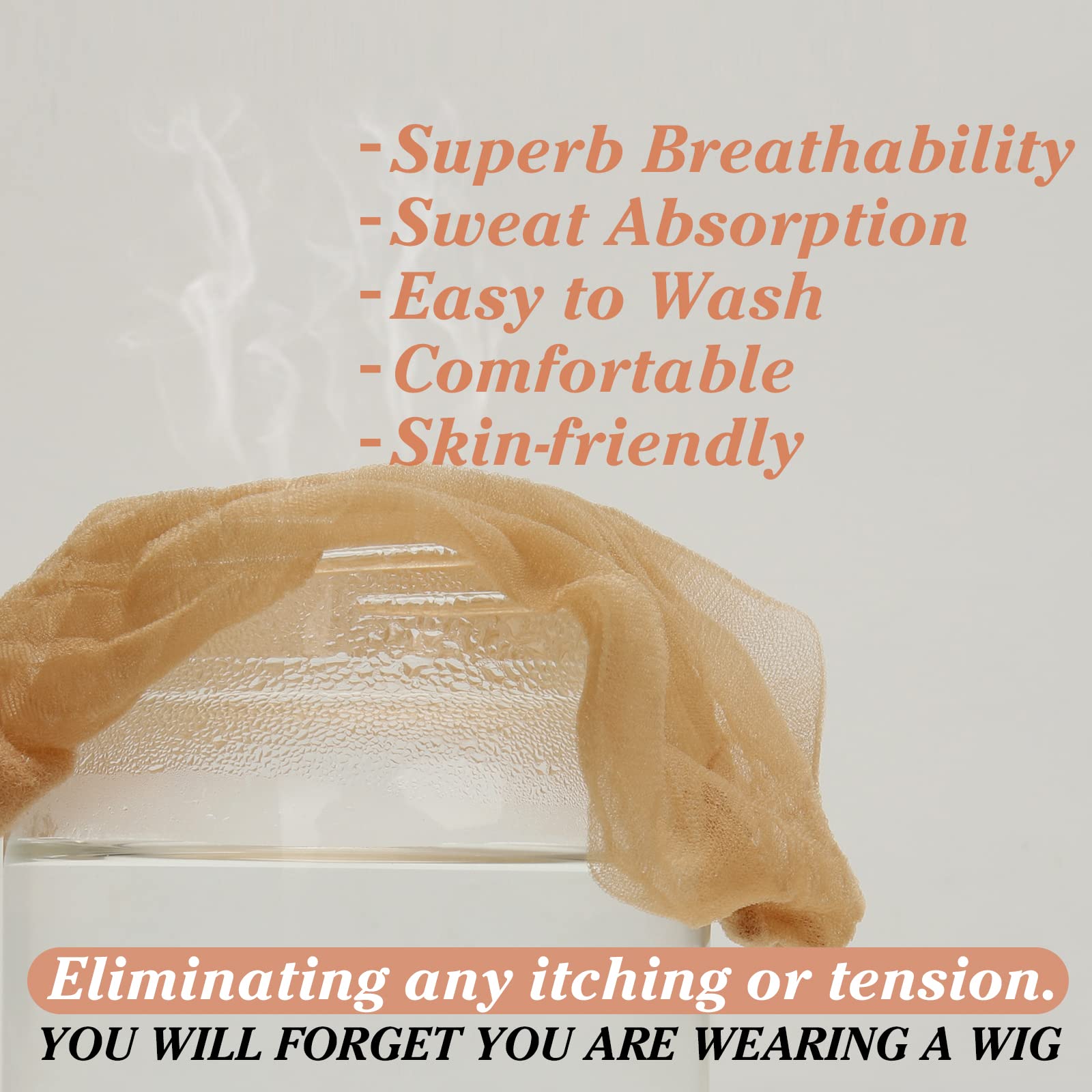 BEEOS Skinlike Real HD Wig Cap for Women, 24 Pieces Ultra-thin Invisible Brown Sheer Caps for Lace Front Wig Stretchy Stocking Wig Caps Wholesale