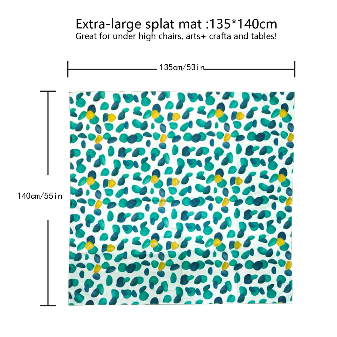 Joyo Roy 135x140 cm Baby Floor Mat - Waterproof Splat Mat for Under High Chair, Play Mat for Toddlers, Kids Placemats for Dining Table