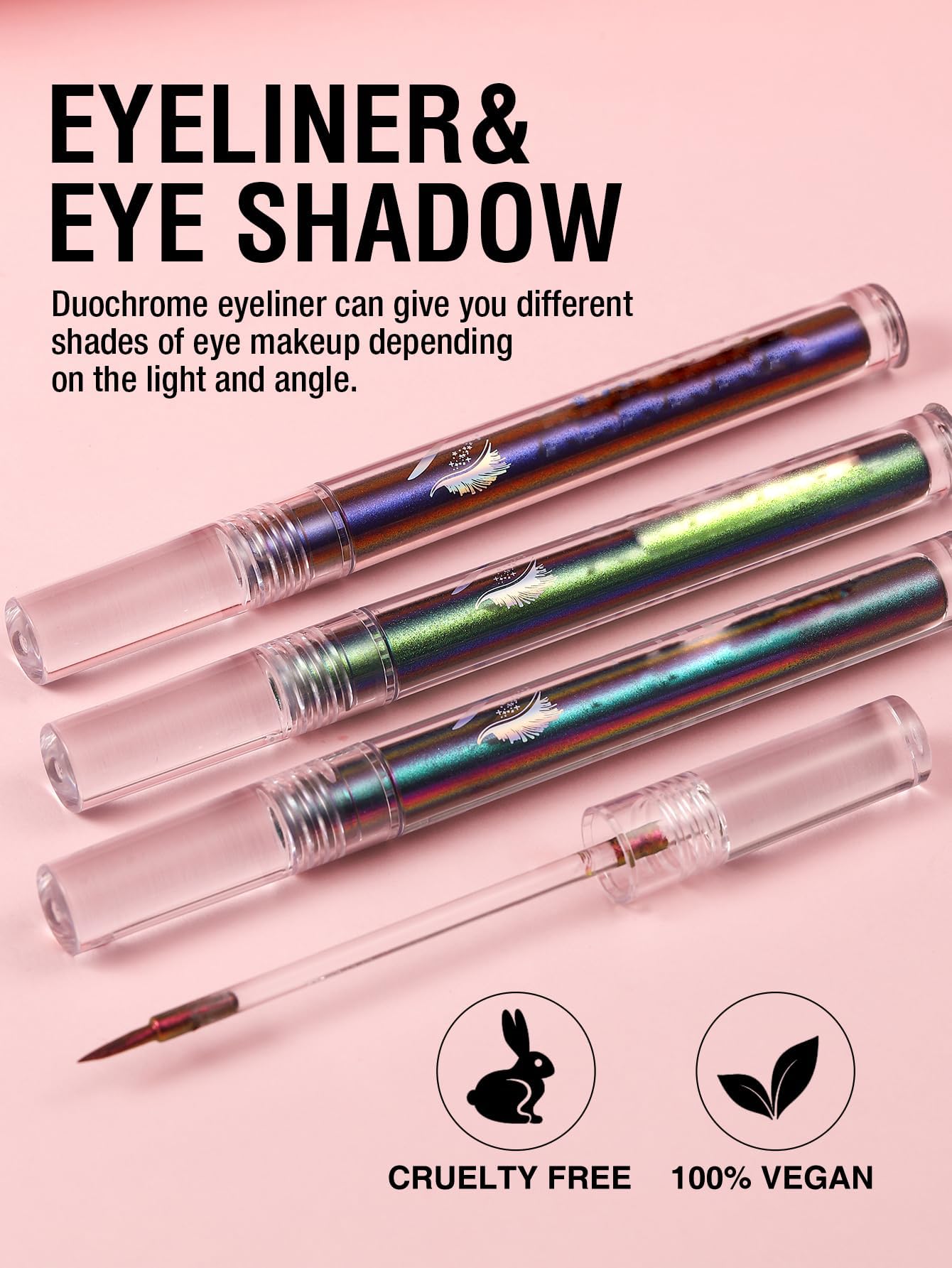 Easilydays Chameleon Liquid Glitter Thin Eyeliner, Highly Pigmented Intense Color Metallic Satin Multi-Reflective Finish Eye Liner Pencil, Waterproof Long-lasting Shimmer Eye Shadow Makeup Pen (01)