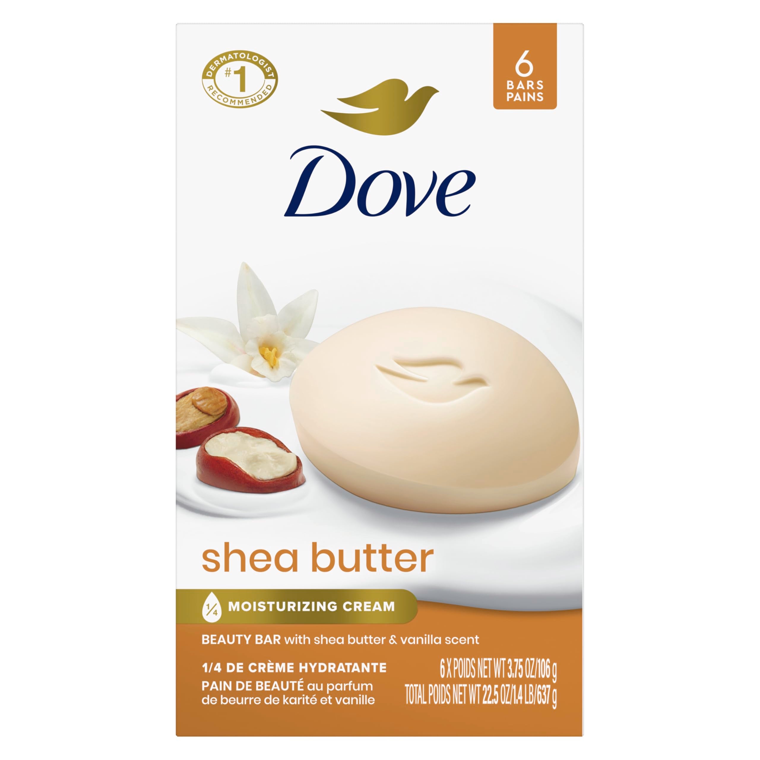 Dove Beauty bar soap pack of 6 (Shea Butter & Vanilla)