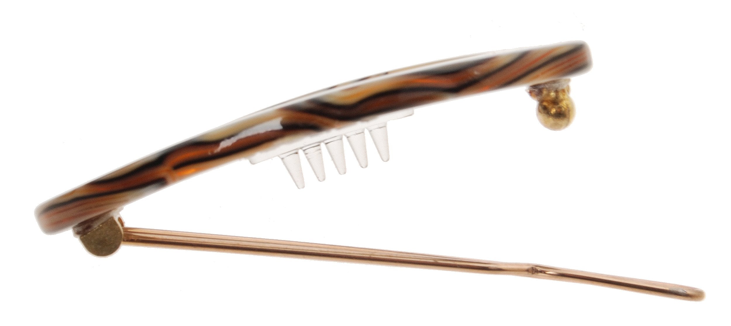 France Luxe Narrow Oval on Tige Boule Barrette - Onyx