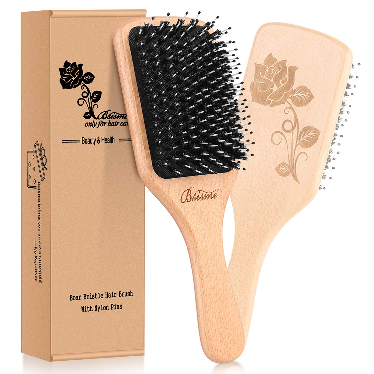 Sosoon Boar Bristle HairBrushes for Long,Thick,Thin,Curly&Tangled Hair-Preventing Hair Breakage and Reducing Frizzy, No Tangles