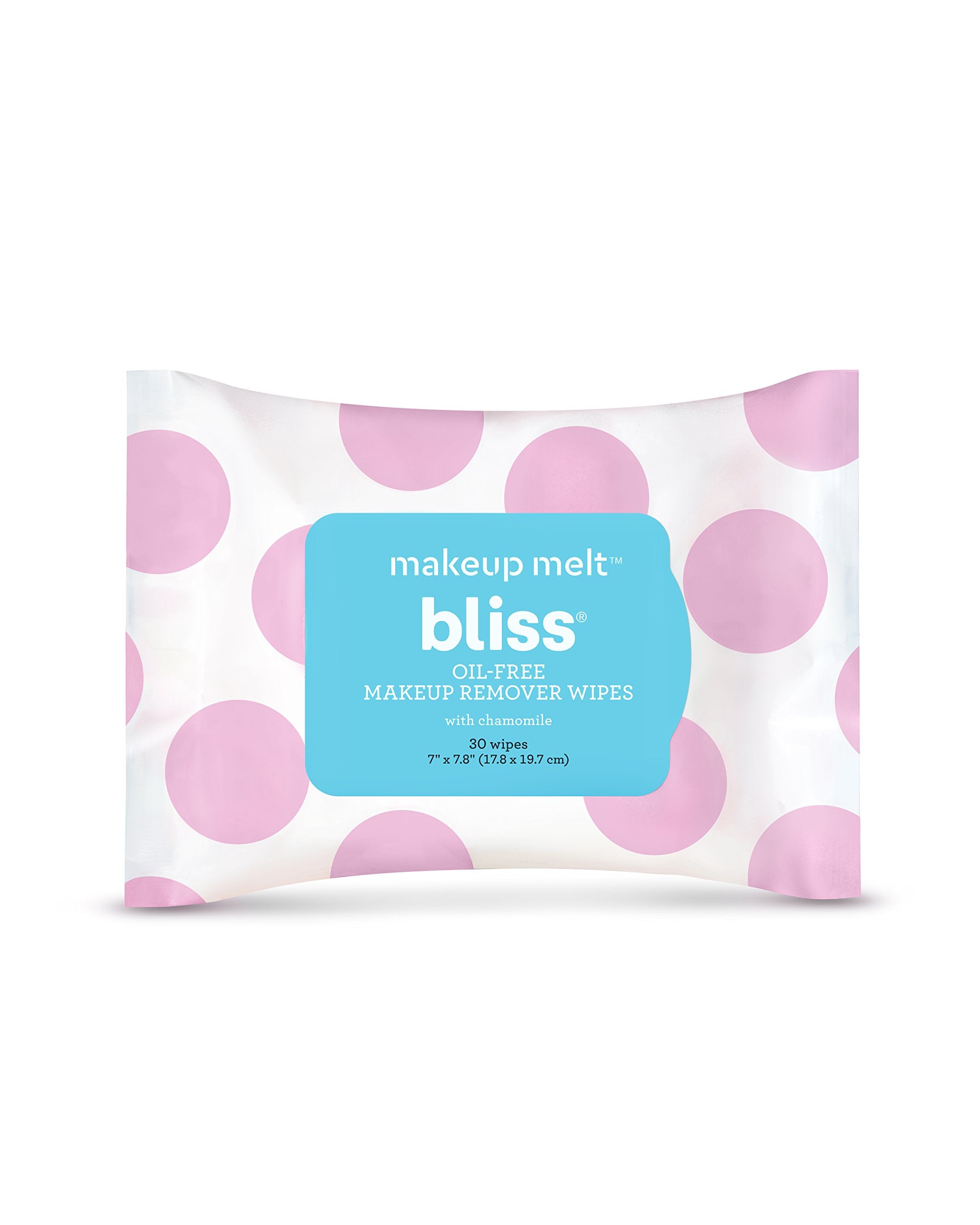 Bliss Makeup Melt Oil-Free Makeup Remover Facial Wipes Ultra-soft w/Chamomile Safe for Sensitive Eyes & Contact Lens Wearers Paraben Free, Cruelty Free 30 Count