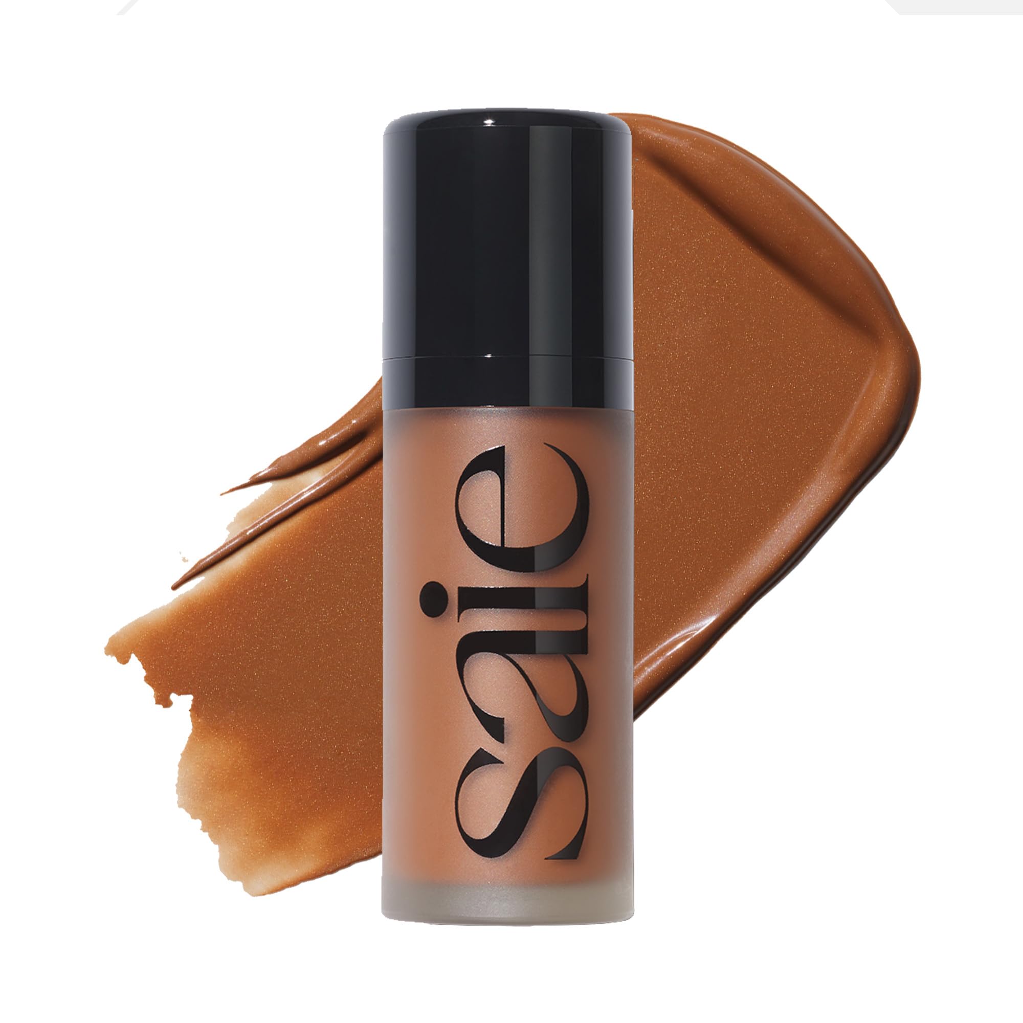 Saie Dew Bronze - Soft-Focus Liquid Bronzer + Liquid Contour - Enriched with Plant-Derived Glycerin to Effortlessly Blend + Deeply Nourish Skin - Swim (0.4 oz)