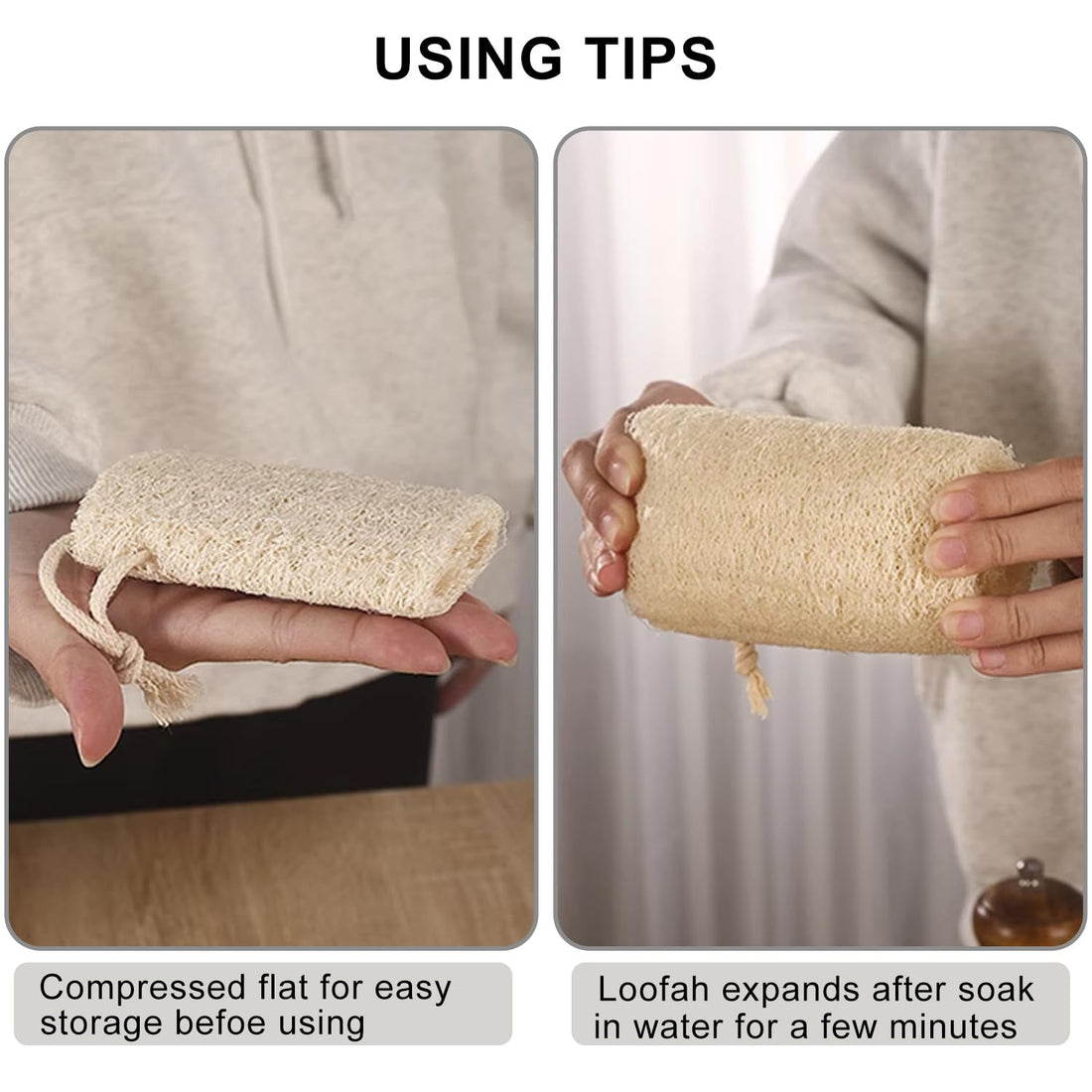 Loofah Sponges Natural Organic Luffa Loofah Bath Sponge Exfoliating Natural Bath Shower Sponges Body Scrubbers, 6 Pack