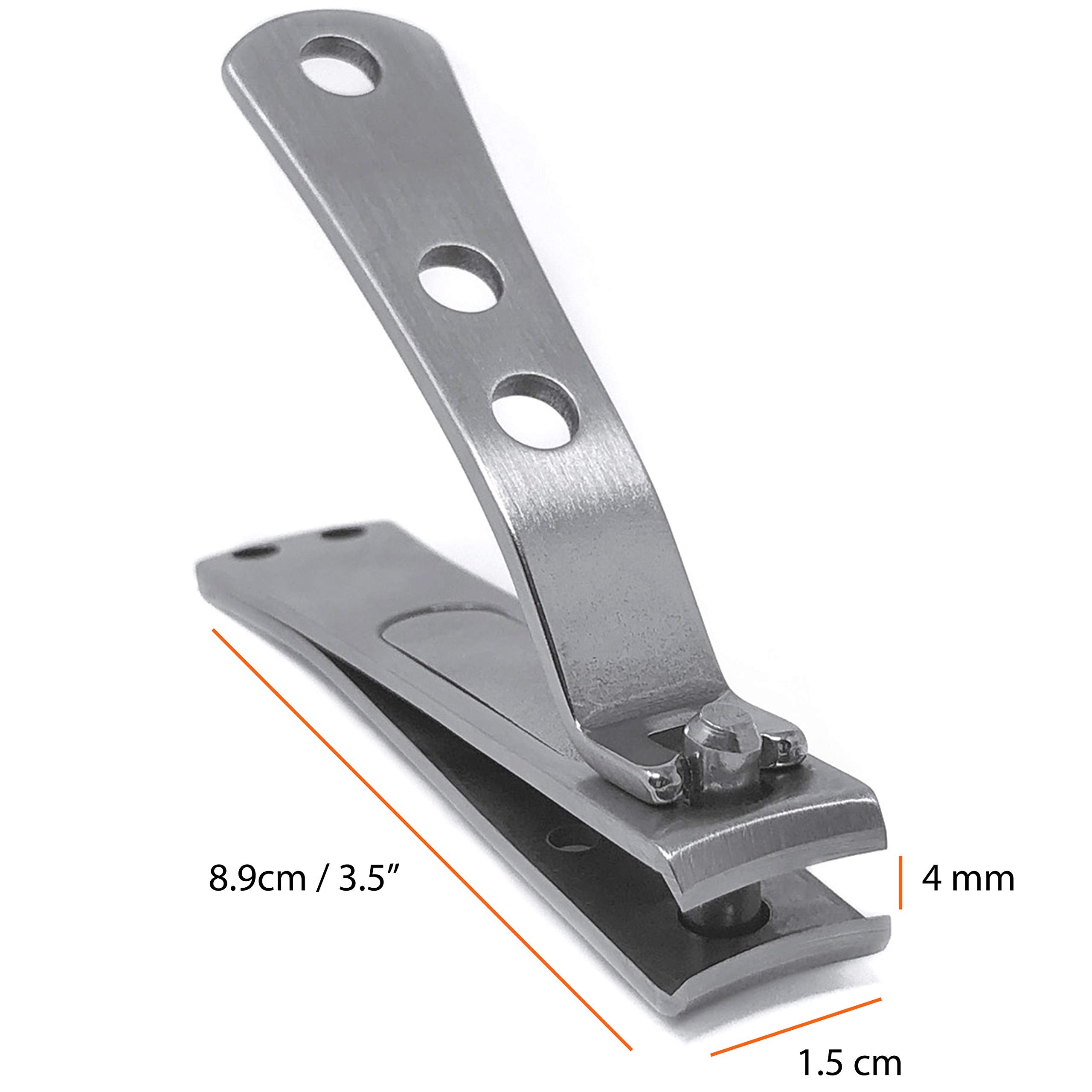 Kohm CP-140L Toenail Clipper for Thick Nails, 4mm Wide Jaw Opening, Curved Blades, Stainless Steel