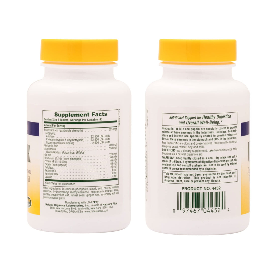 Natures Plus Ultra-Zyme - 90 Tablets - Enzyme Supplement to Support Healthy Digestion - Gluten Free - 45 Servings