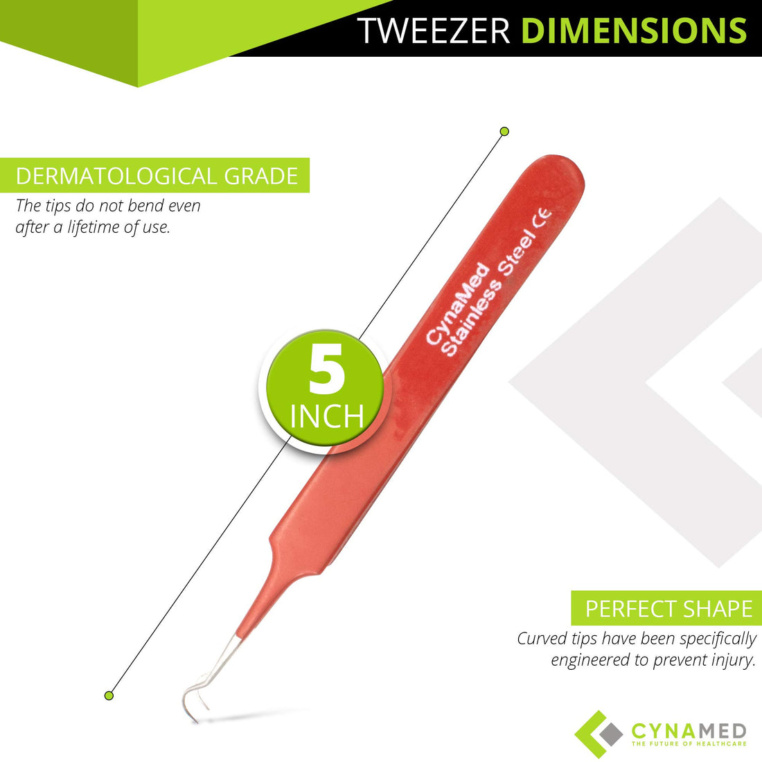Blackhead Tweezer - Professional Curved Steel Tip Surgical Comedone & Splinter Extractor. Ideal Blemish & Acne Remover Tool Means Flawless Facial Skin (Red)