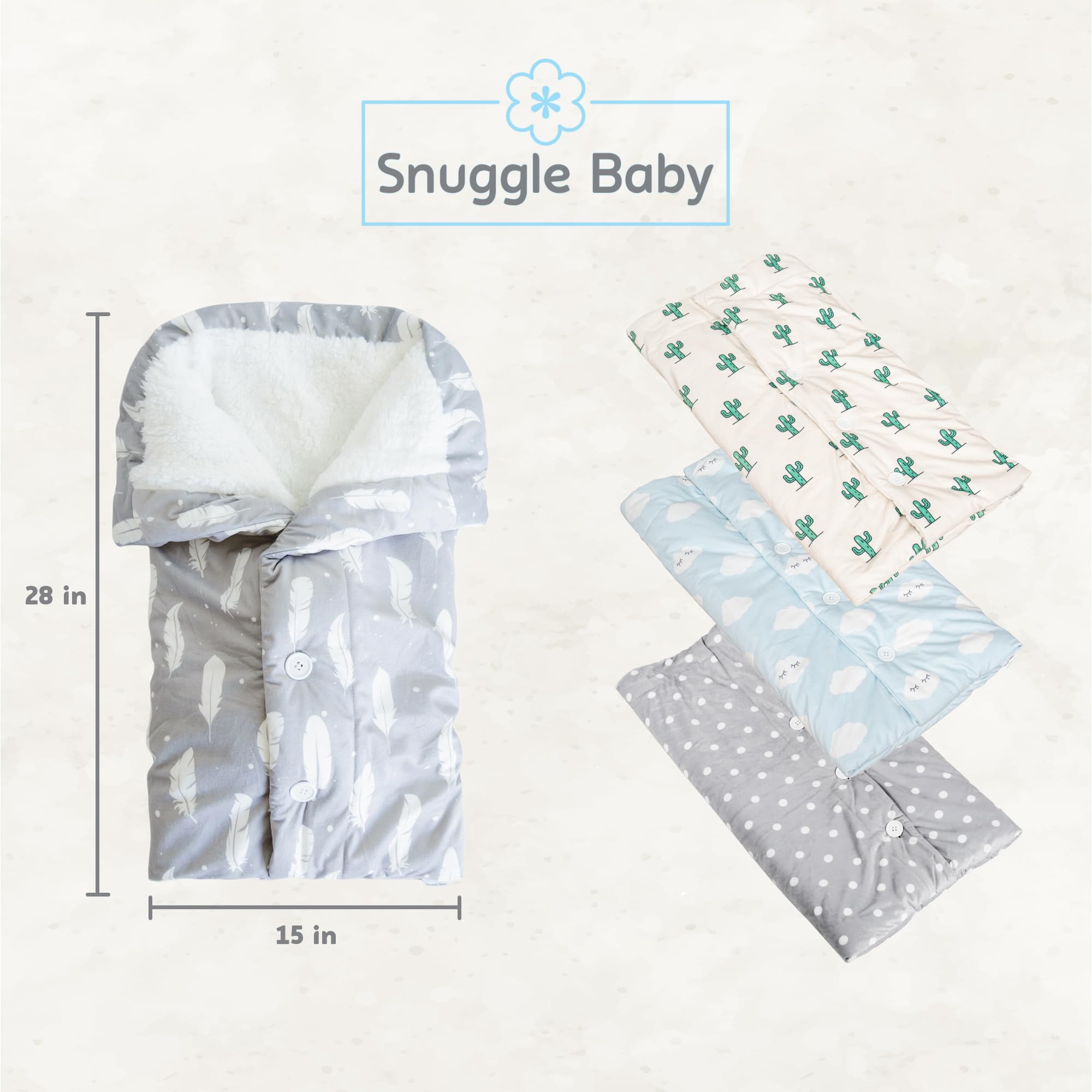 Snuggle Baby The Swaddle Blanket - Boho Feathers - Sleep Swaddle Blankets For Baby Boy & Girl - Infant Sleep Sack 0-3 Months - Newborn Wrap Swaddle Blanket - Newborn Essentials For Baby