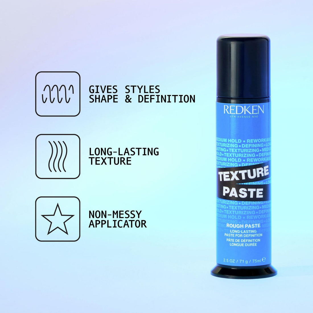 Redken Texture Paste Long-Lasting Styling Paste for Definition | For All Hair Types | Adds Long-Lasting Texture & Definition | Flexible Control | Ragged & Deconstructed Styling | Medium Hold.