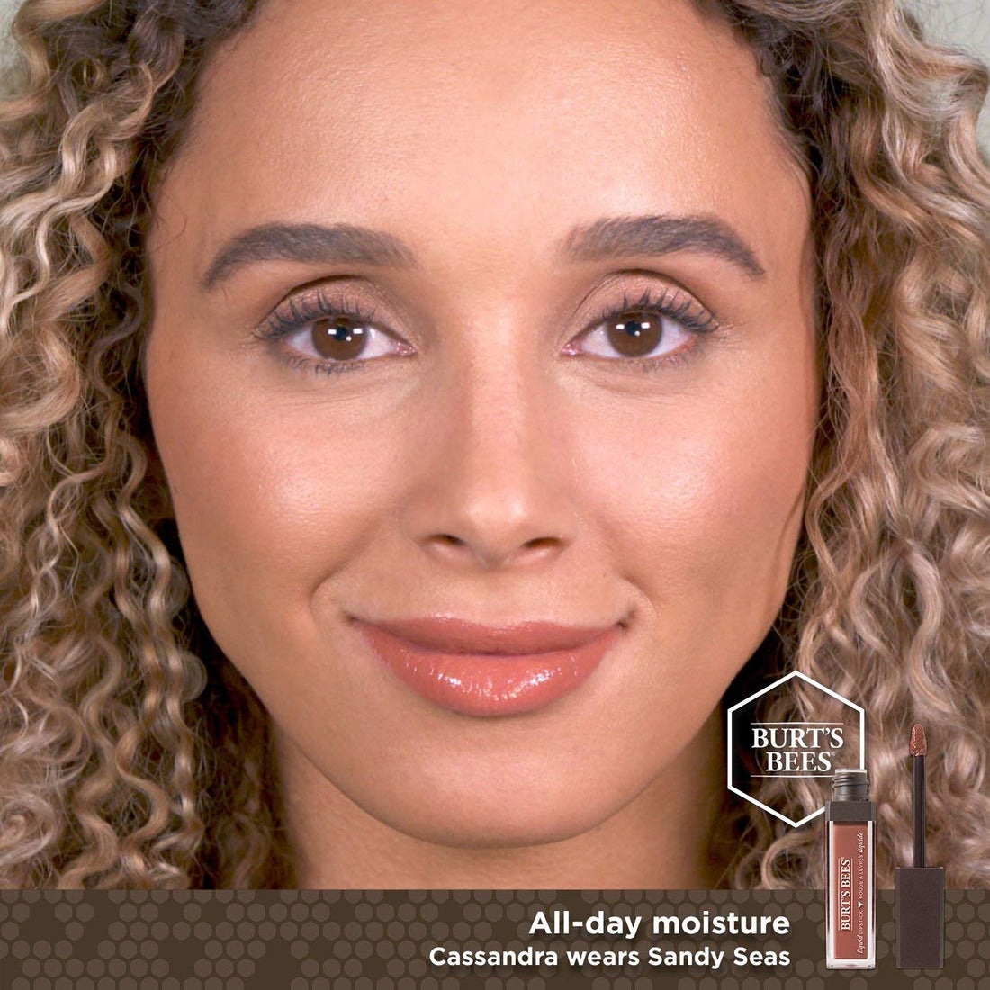 Burt's Bees 100% Natural Glossy Liquid Lipstick, Sandy Seas, 1 Tube