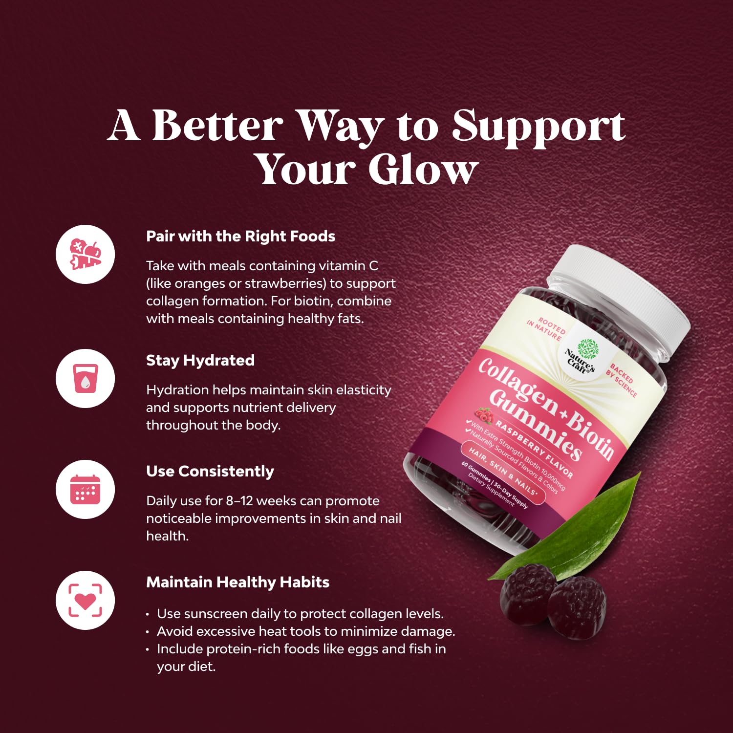 Hair Skin and Nails Gummies for Women - Extra Strength Biotin and Collagen Gummies for Women Hair Skin Nails Support - Non-GMO Kosher Marine Collagen Biotin 10000mcg per serving (45 Days)
