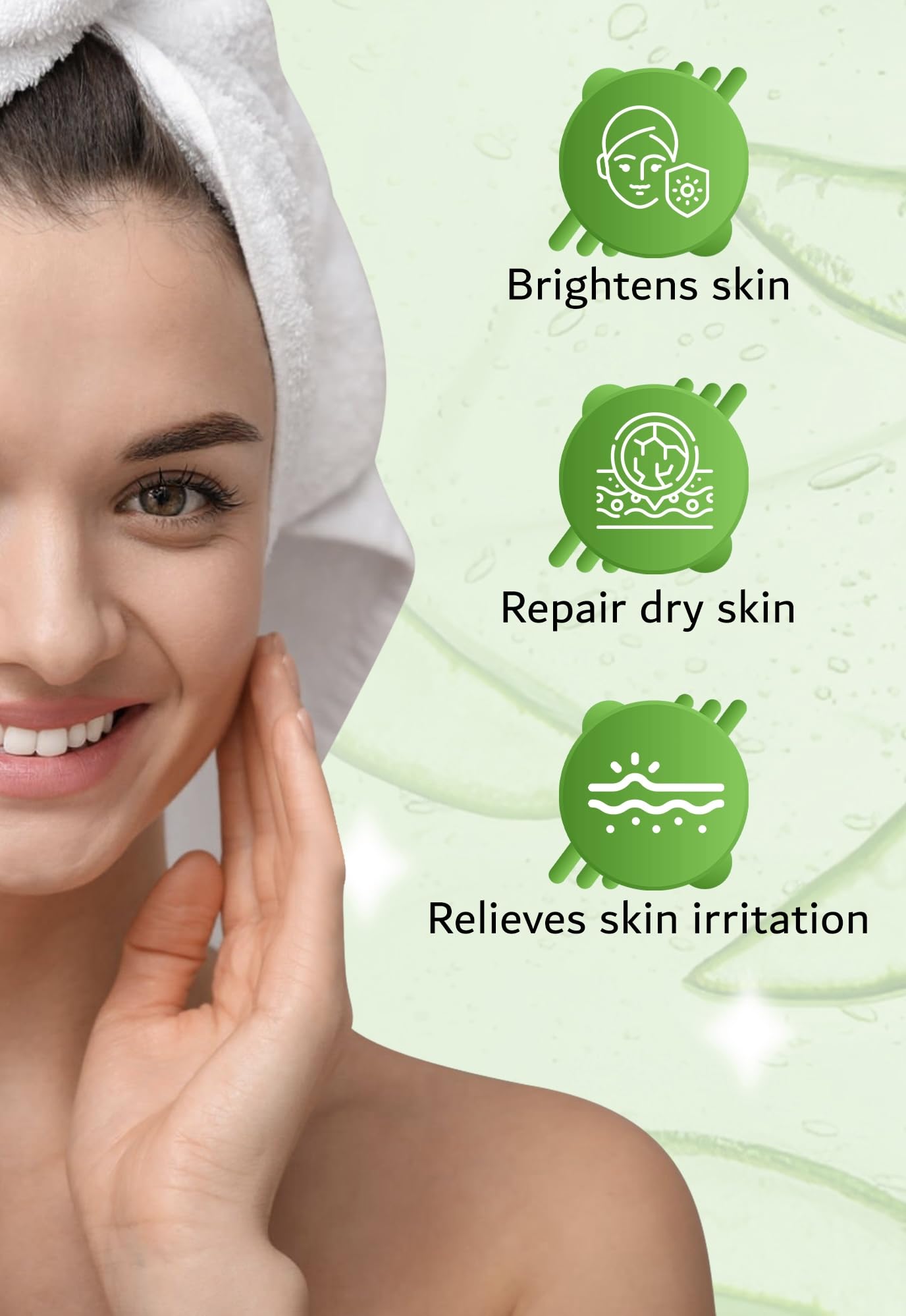 DNK Naturals Aloe Vera Gel from fresh 100% Pure Aloe - Sunburn Relief - Calms Irritated Skin - Hydrates - With Niacinamide - For Face, Body, and Hair - Vegan, No Fragrance - 200ml