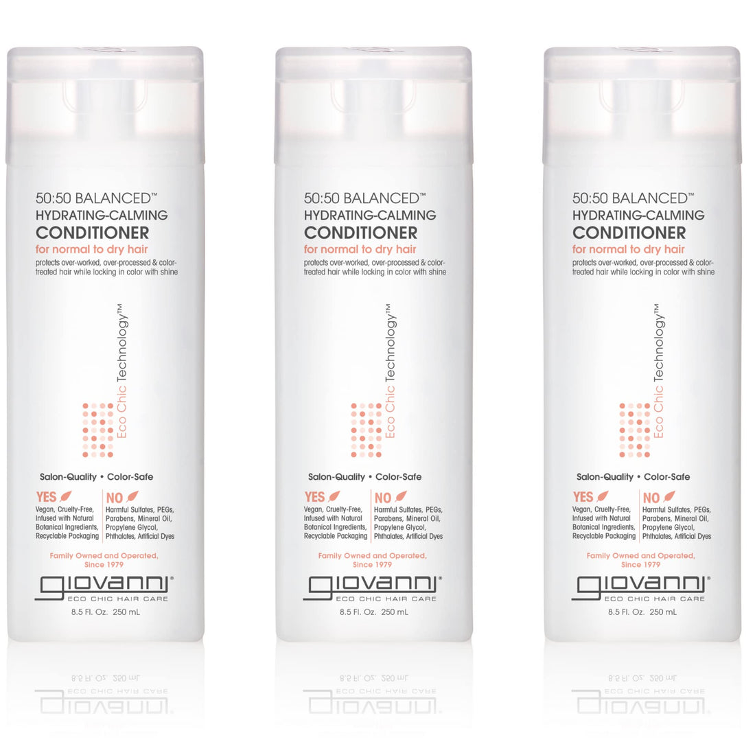 Giovanni 50:50 Balanced Hydrating-Calming Conditioner Normal to Dry Hair 8.5-Ounce Containers (Pack of 3)