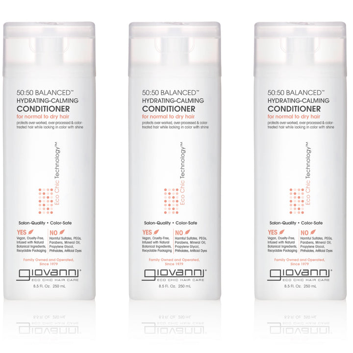 Giovanni 50:50 Balanced Hydrating-Calming Conditioner Normal to Dry Hair 8.5-Ounce Containers (Pack of 3)