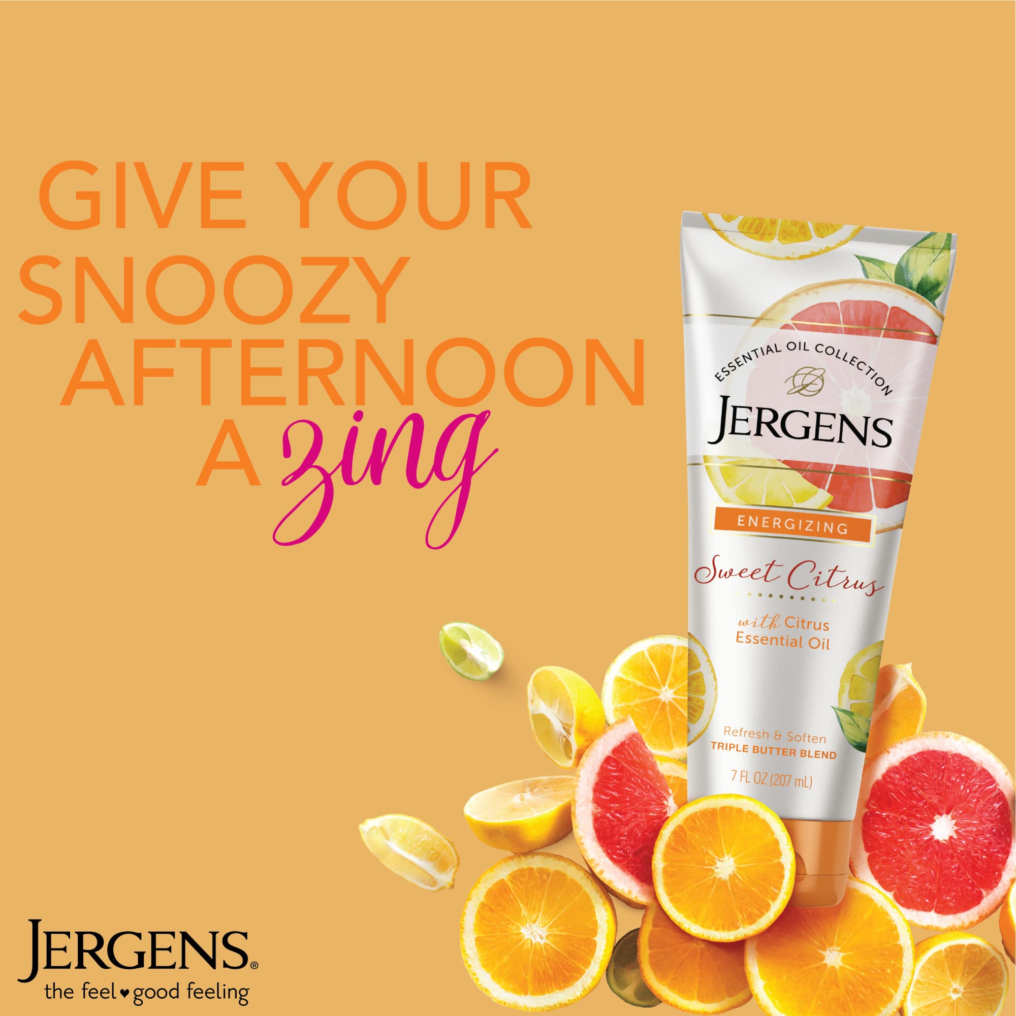 Jergens Sweet Citrus Body Butter Body and Hand Lotion, 7 Ounce Lotion, Moisturizer with Essential Oil, for Indulgent Moisturization
