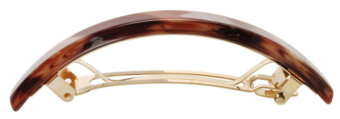Caramel Horn : France Luxe Narrow Rectangle Volume Barrette - Caramel Horn