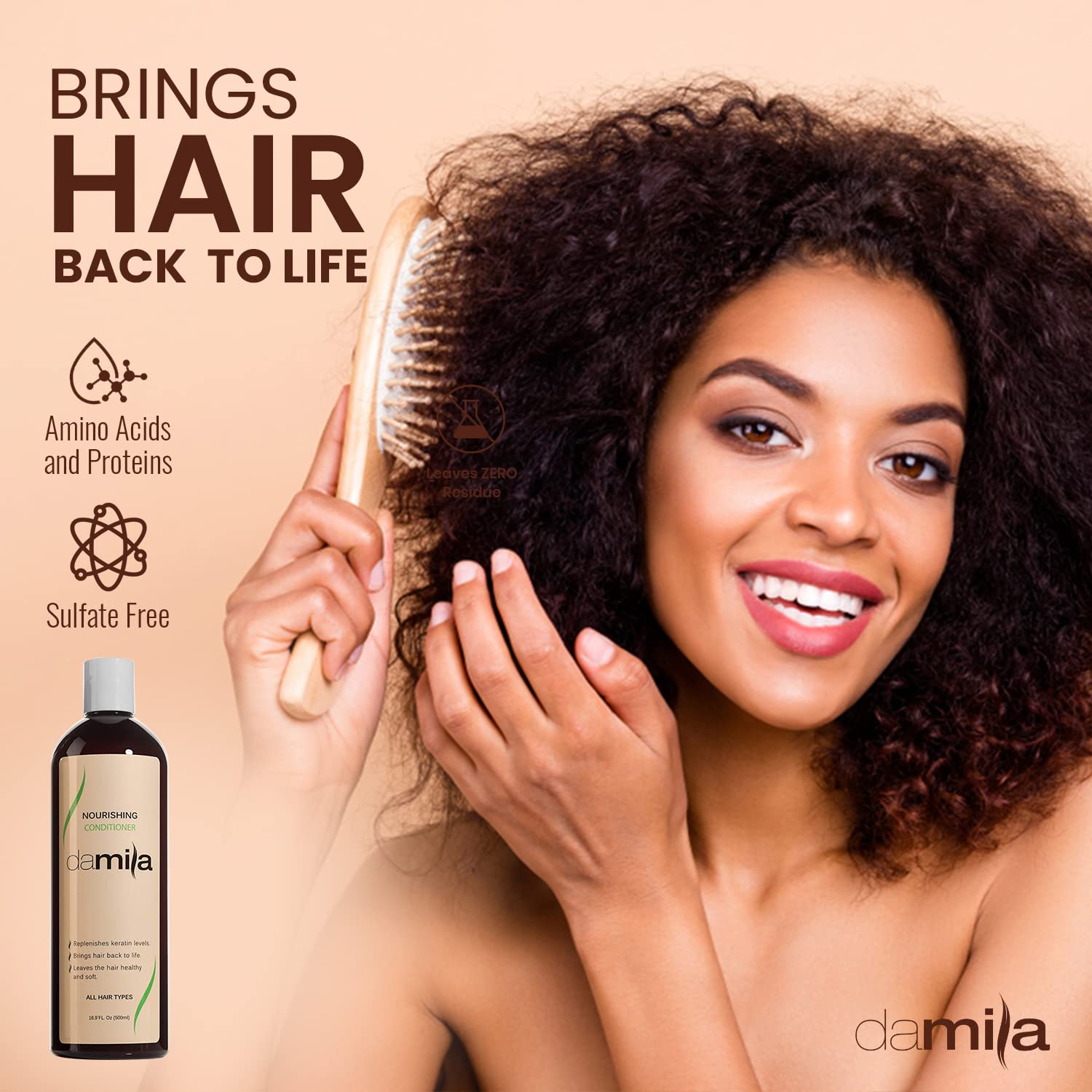damila Nourishing Conditioner with Keratin & Aloe Vera - Perfect for Damaged, Frizzy, Curly, or Dry Hair (33.8 Fl Oz)