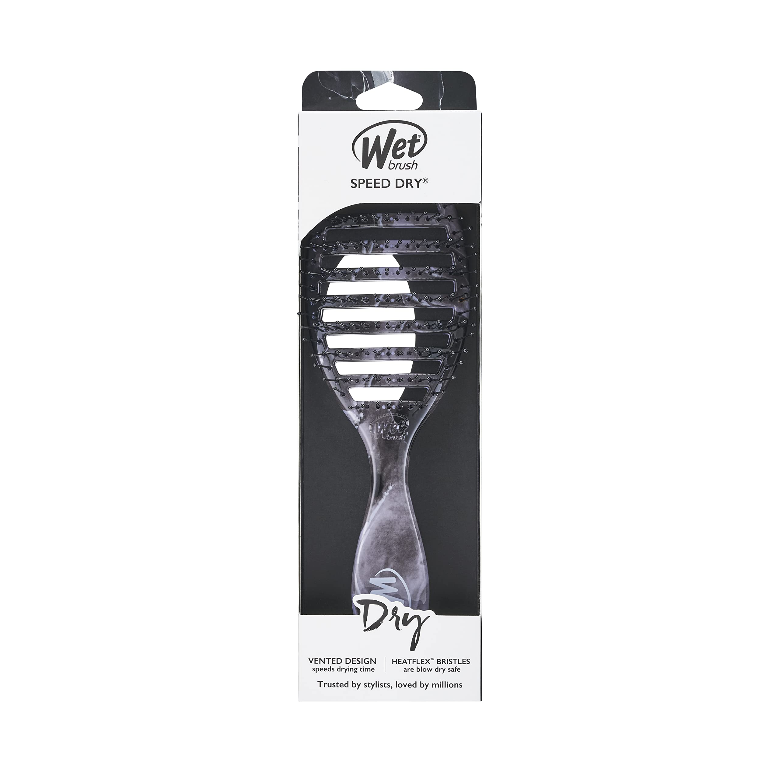 Wet Brush Speed Dry Hair Brush - Metallic Marble, Onyx - Vented Design and Ultra Soft HeatFlex Bristles Are Blow Dry Safe With Ergonomic Handle Manages Tangle and Uncontrollable Hair - Pain-Free