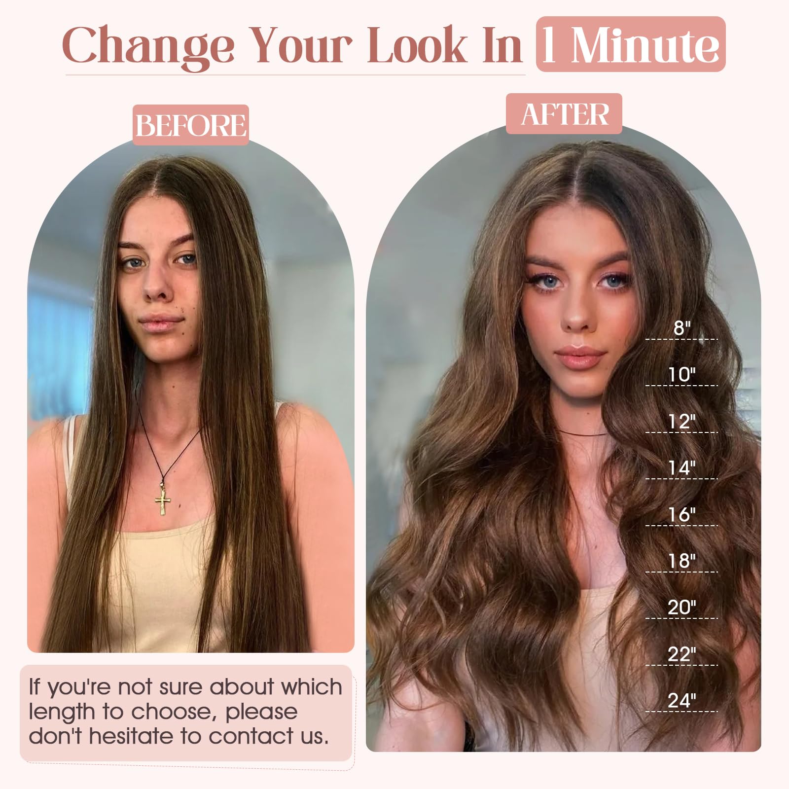 22 Inch Clip in Extensions 100% Remy Human Hair 55g One-piece 5 Clips Long Straight Hair Extensions for Women Wide Weft Soft Silky #4 Medium Brown