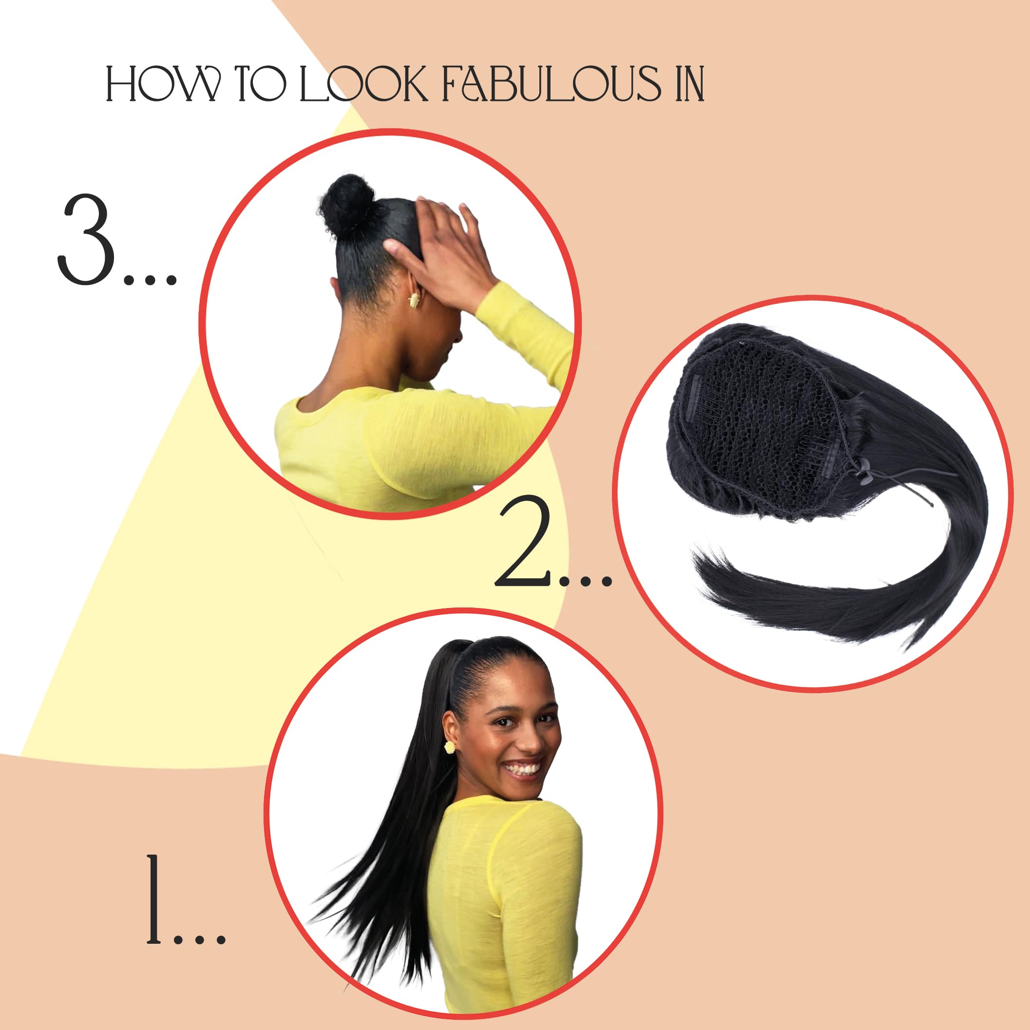 PRTTYSHOP 22 Hairpiece Ponytail Extension Drawstring Voluminous Straigth Natural Blonde With Highlights PH527