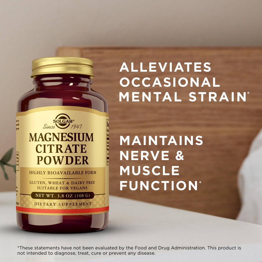 Solgar Magnesium Citrate Powder - 3.8 oz - Vegan, Gluten & Dairy Free - Approx. 60 Servings