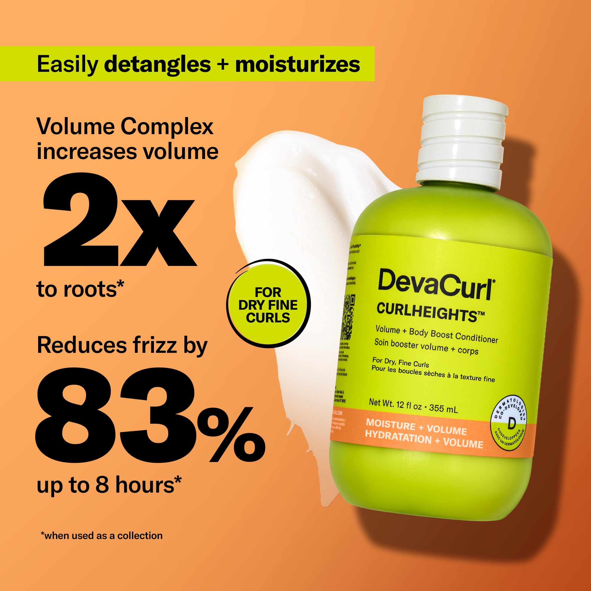 DevaCurl CurlHeights Volume + Body Boost Conditioner, 12 oz