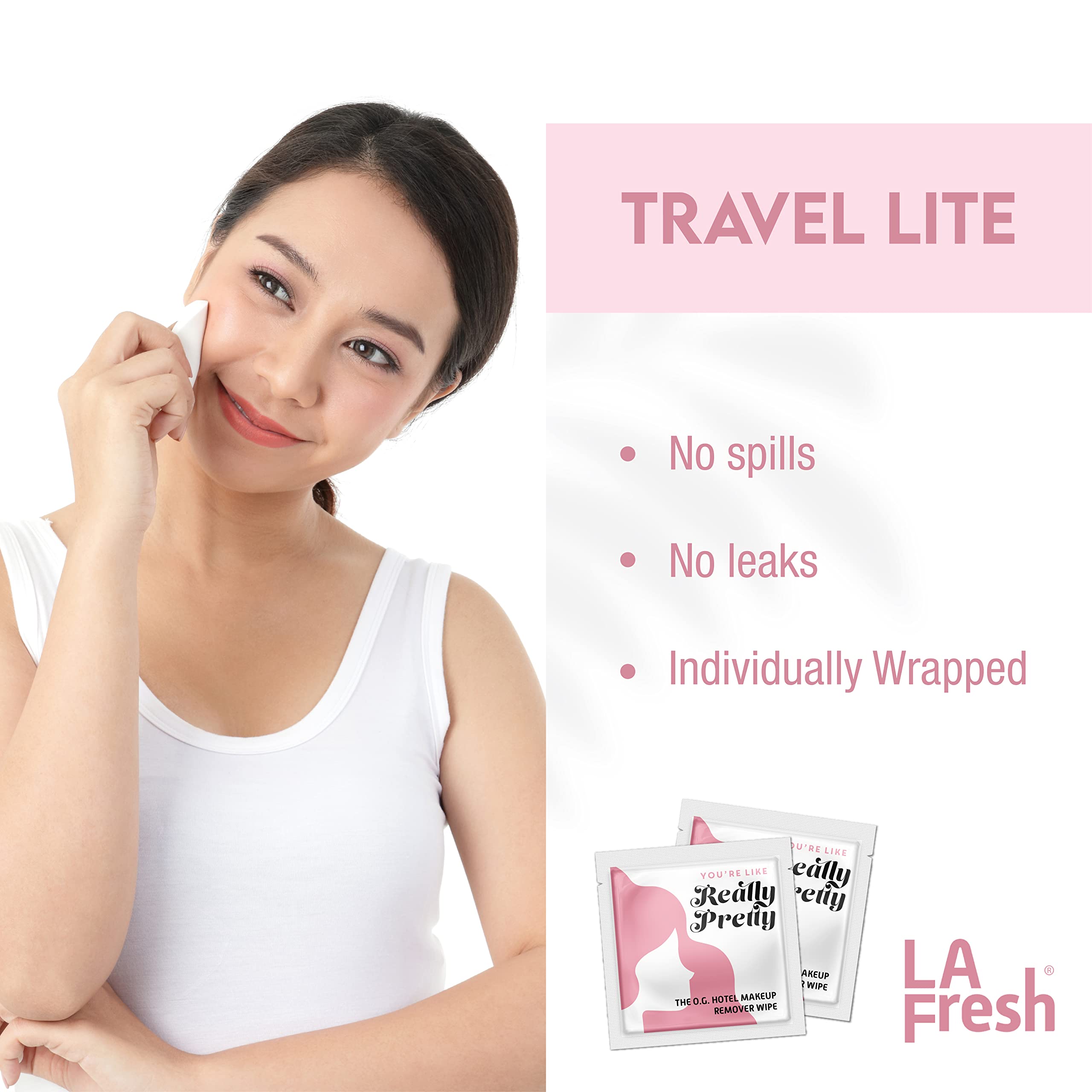 La Fresh Travel Lite Makeup Remover Cleansing Travel Wipes ââ‚¬â€œ Natural & Biodegradable Wipes, for Waterproof Makeup, Vitamin E ââ‚¬â€œ Individually Sealed Packets (50 Count)