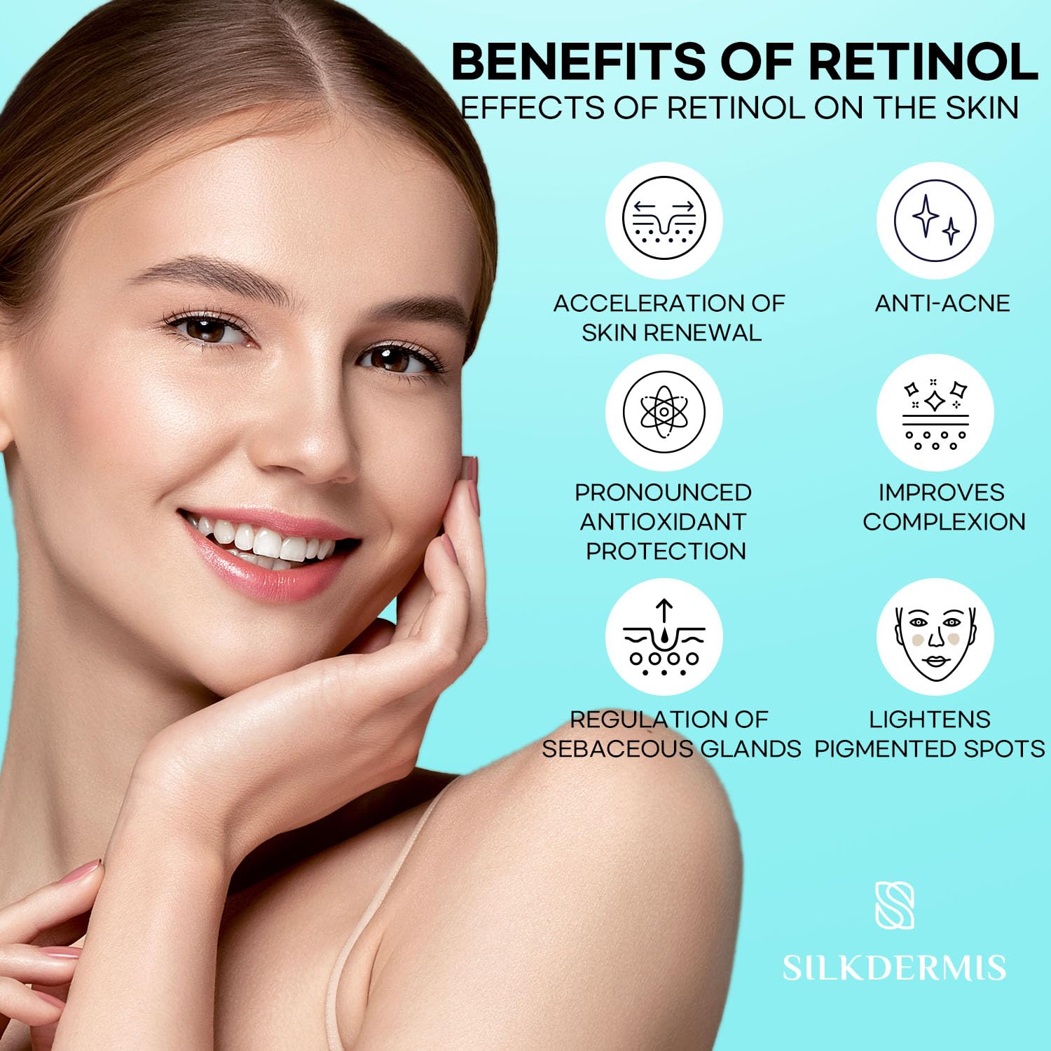 SLIKDERMIS Retinol Eye Cream for Dark Circles: Under Eye Cream for Reduce Wrinkles and Puffiness Lines Anti Aging - Eye Care Advanced Formula Night Cream 30ml