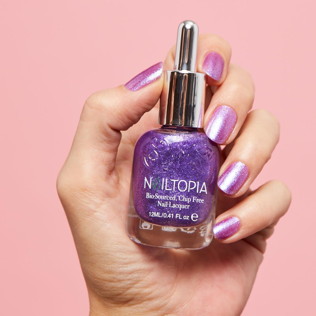 Nailtopia - Plant-Based Chip Free Nail Lacquer - Non Toxic, Bio-Sourced, Long-Lasting, Strengthening Polish - Jomo (Sheer Purple) - 0.41oz