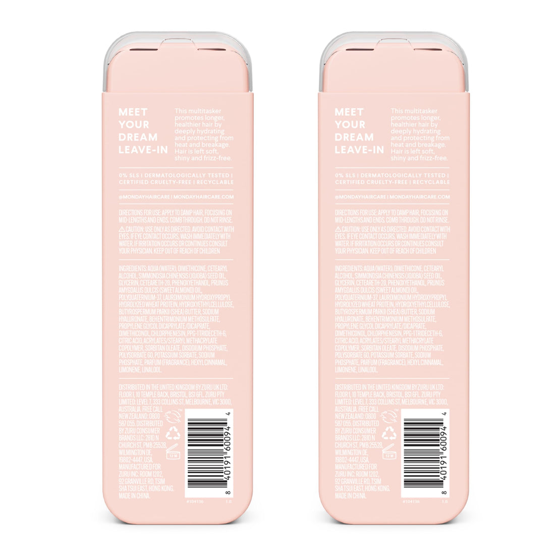 MONDAY HAIRCARE Moisture Leave-in Conditioner 5 Oz Dual Pack