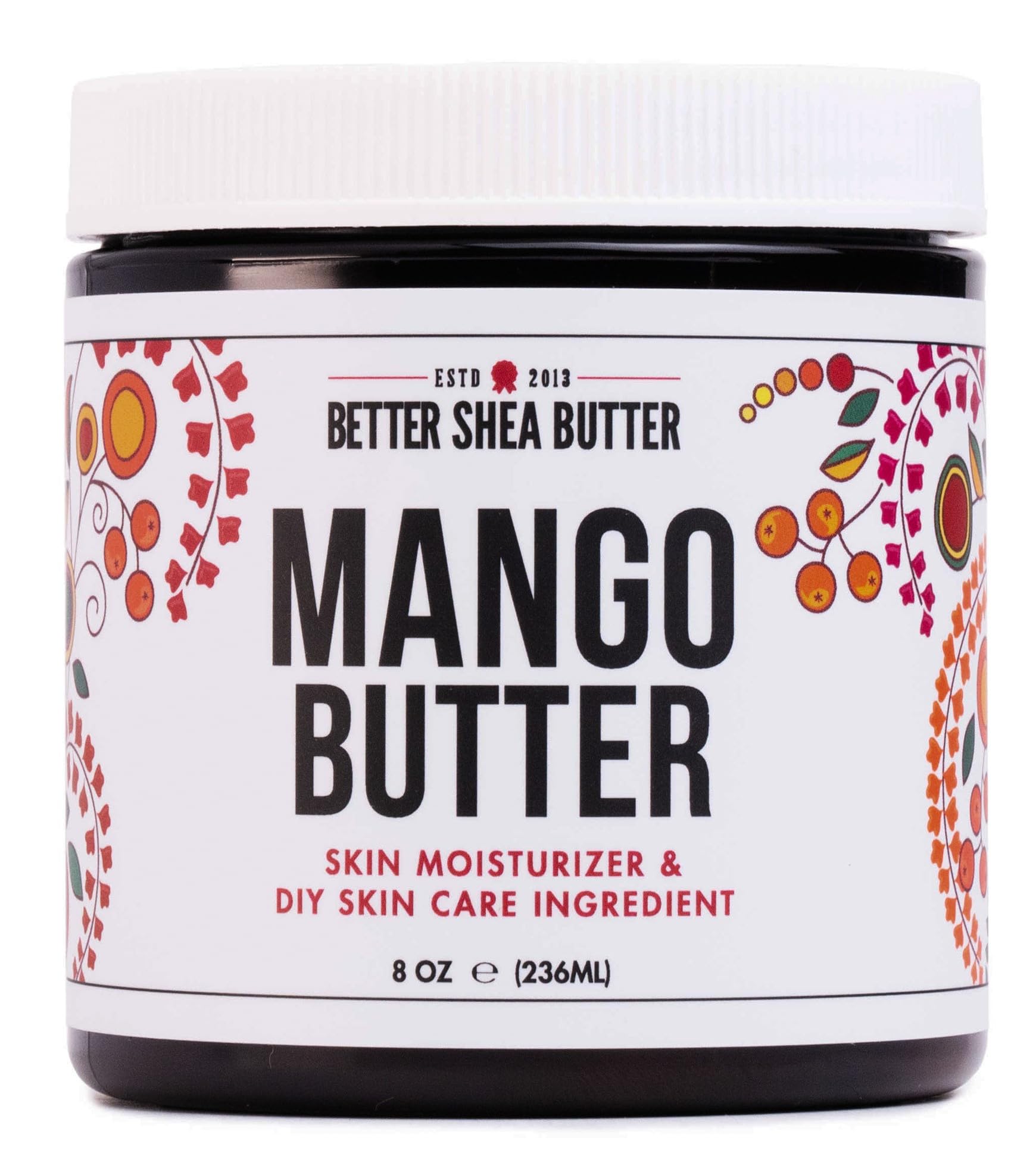 Raw Mango Butter - 100% Pure Mango Seed Butter - Natural Moisturizer for Skin and Hair - Use with Shea in DIY Body Butter, Lip Gloss, Lotion Bar and Soap Making, 8 oz Jar