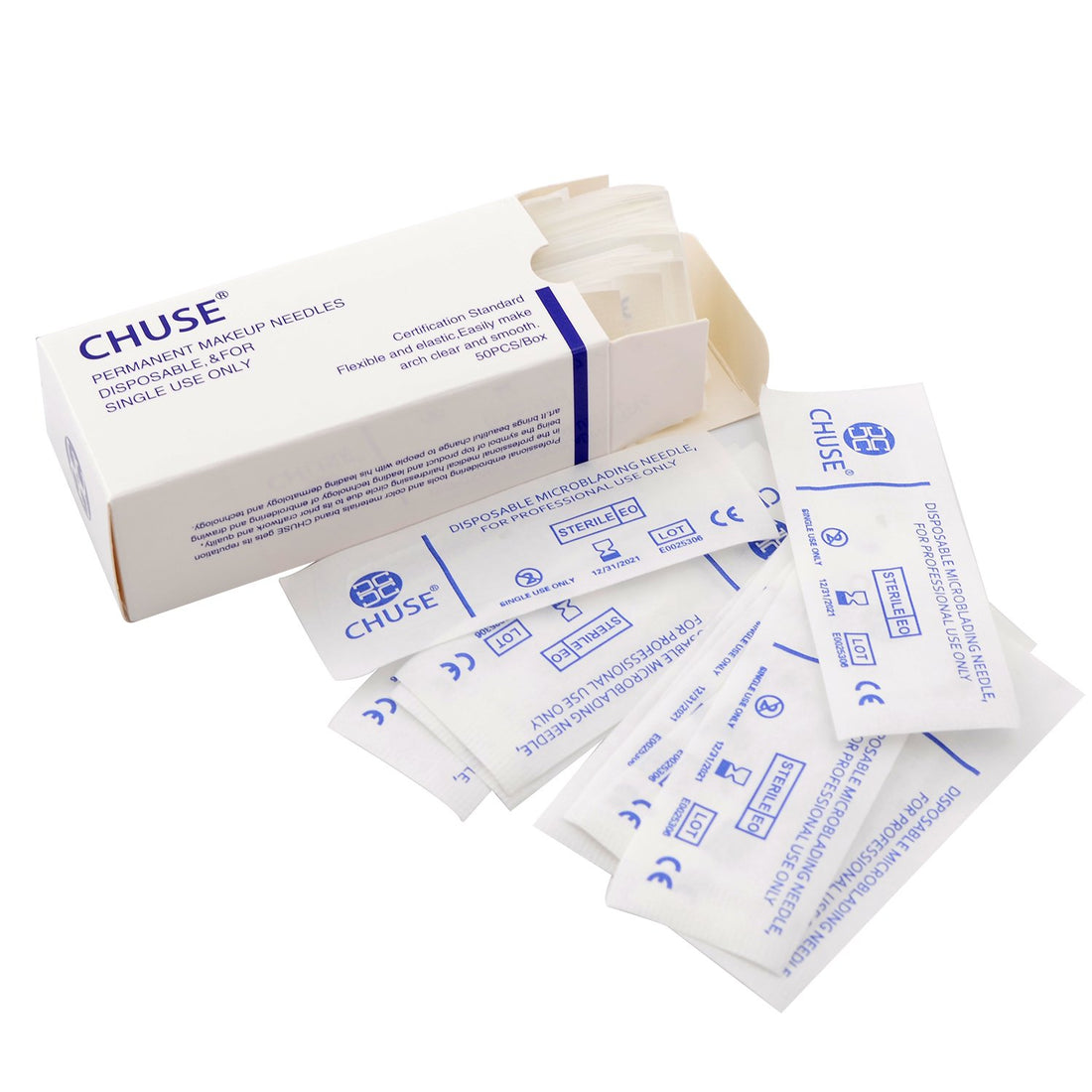 Chuse S7 50pcs Permanent Makeup Needle Manual Eyebrow Tattoo Microblade 7 Sloped Needles