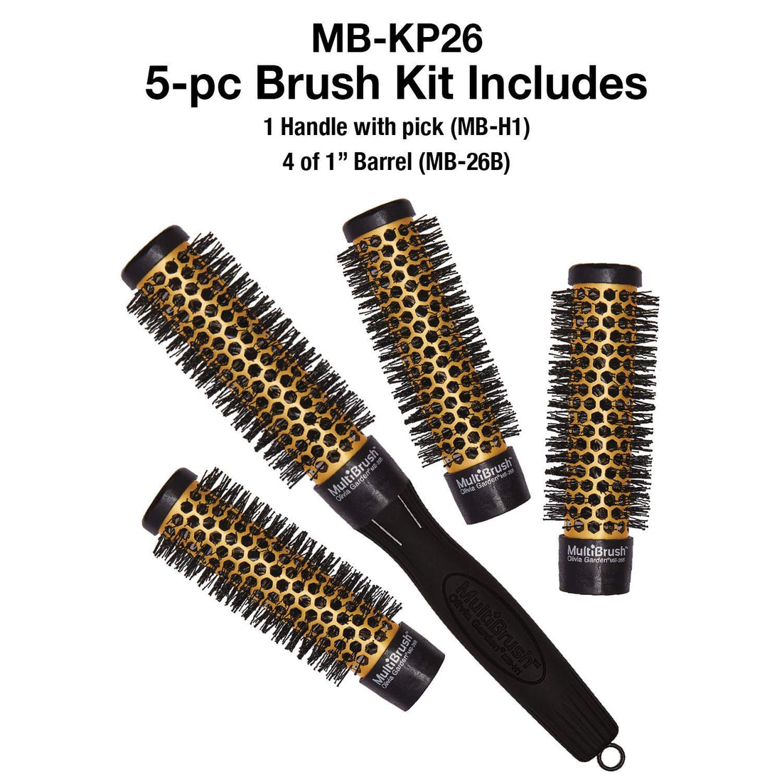 Olivia Garden Detachable Multibrush, 5- Piece Kit, 1 26mm