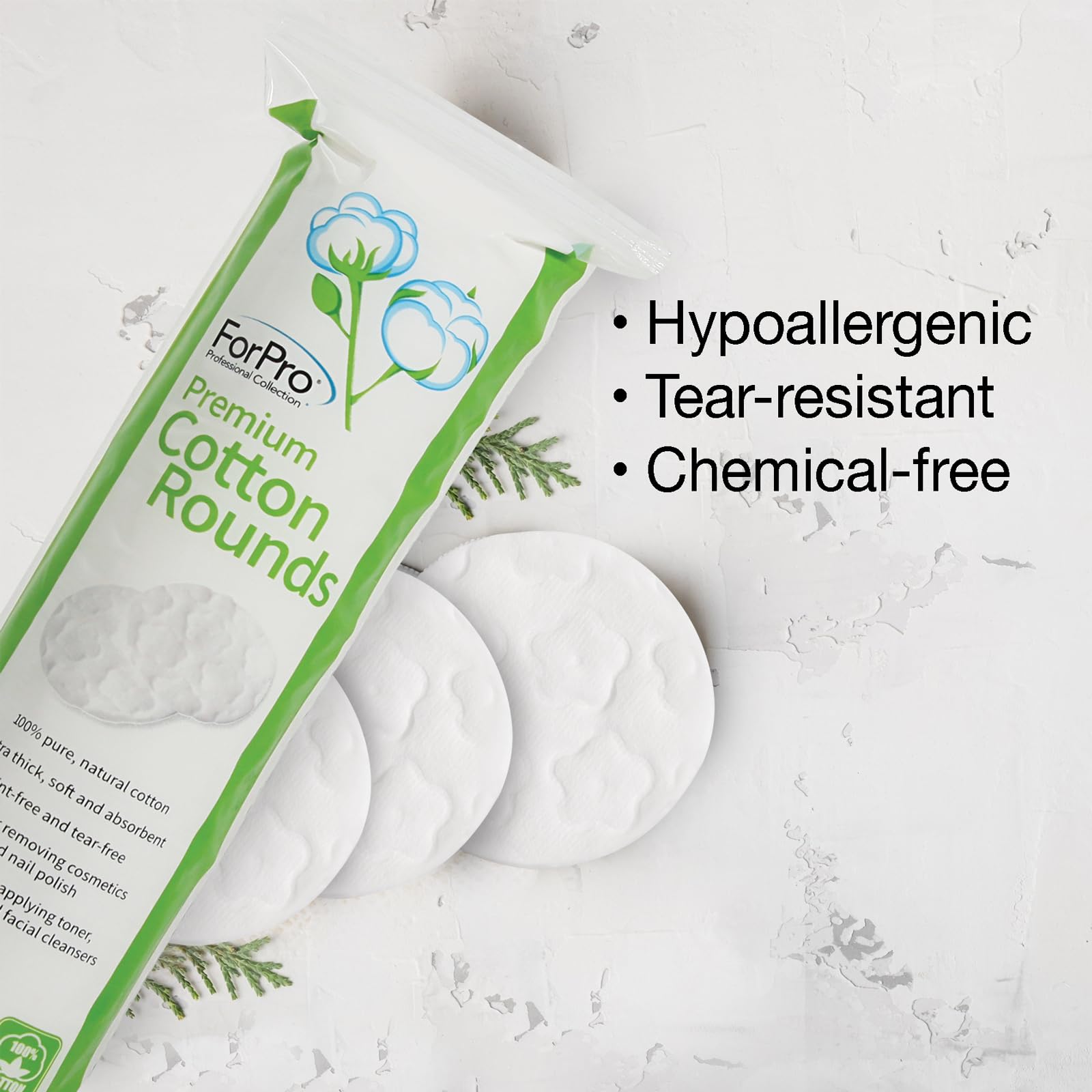 ForPro Premium Cotton Rounds, 100% Cotton, Non-Tearing, Lint-Free, for Cosmetic, Nail, and Personal Use, 2.25ââ‚¬Â, 600-Count (Pack of 6-100 Cotton Rounds)