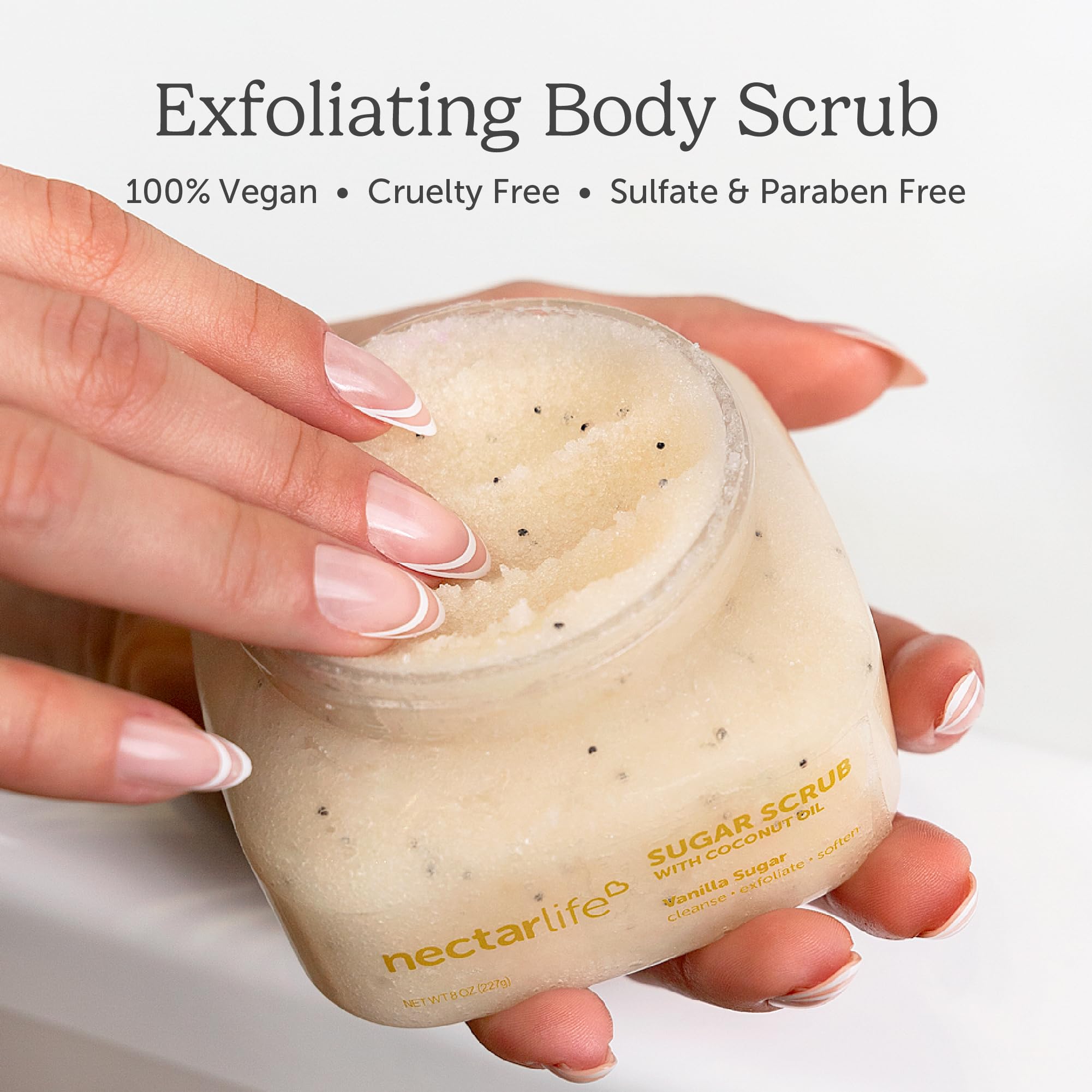 Sugar Scrub, Exfoliating Body Scrub (8 Ounce, Vanilla)