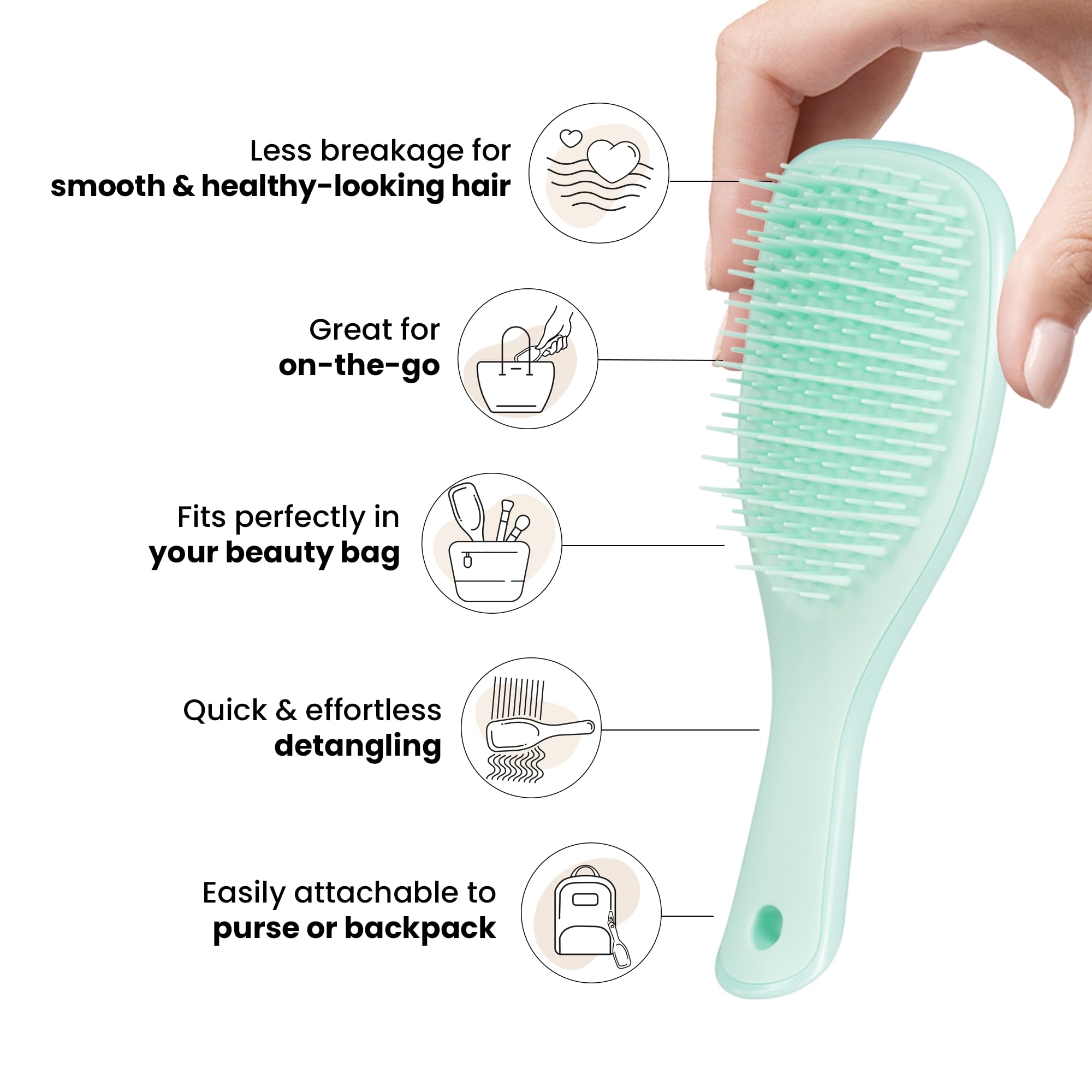 Tangle Teezer Fine & Fragile Ultimate Detangler Brush, Detangles & Reduces Breakage, Travel-Size Mini Hair Brush, Mint