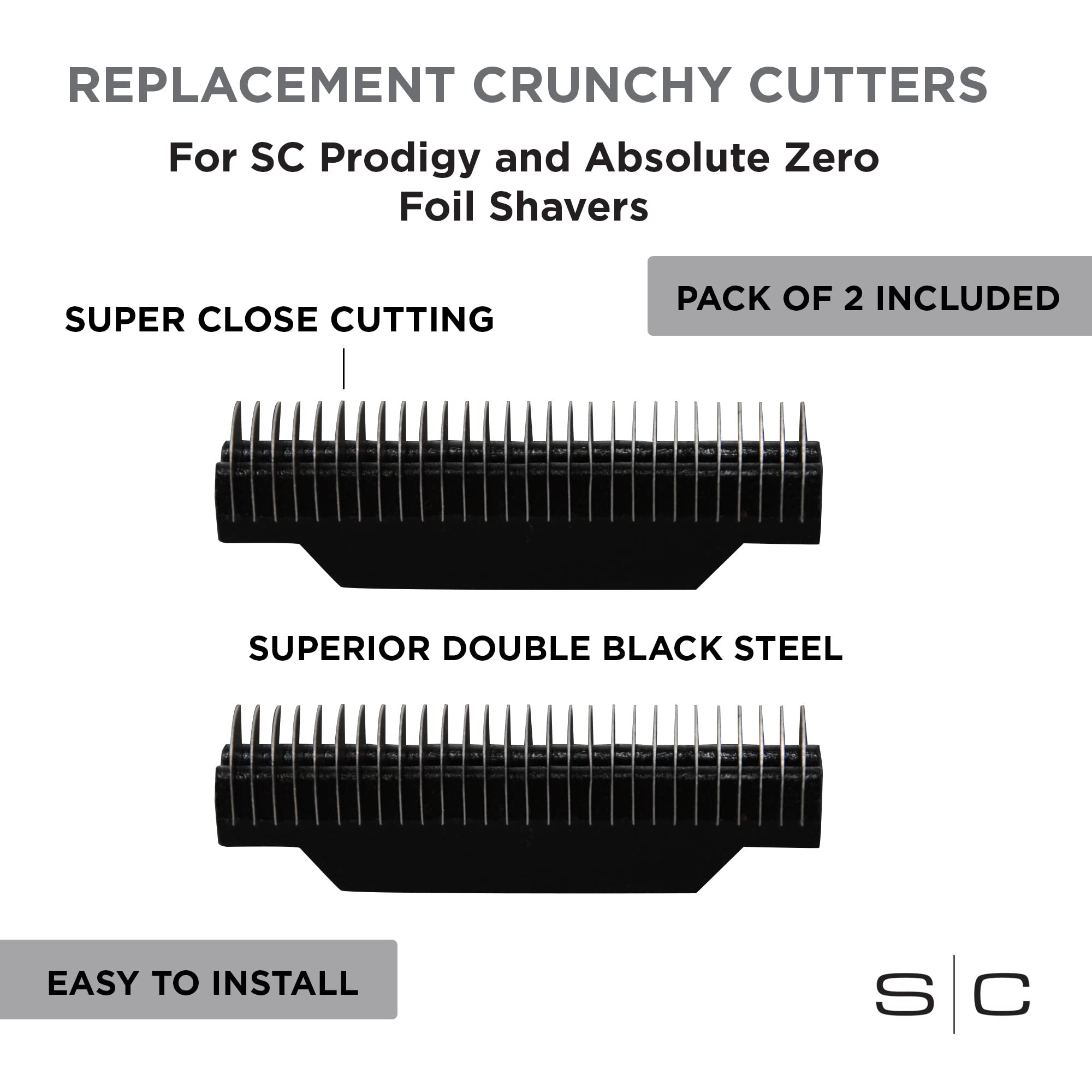 StyleCraft Replacement Crunchy Cutters Set of 2 Fits StyleCraft Prodigy and Absolute Zero Shavers, Black