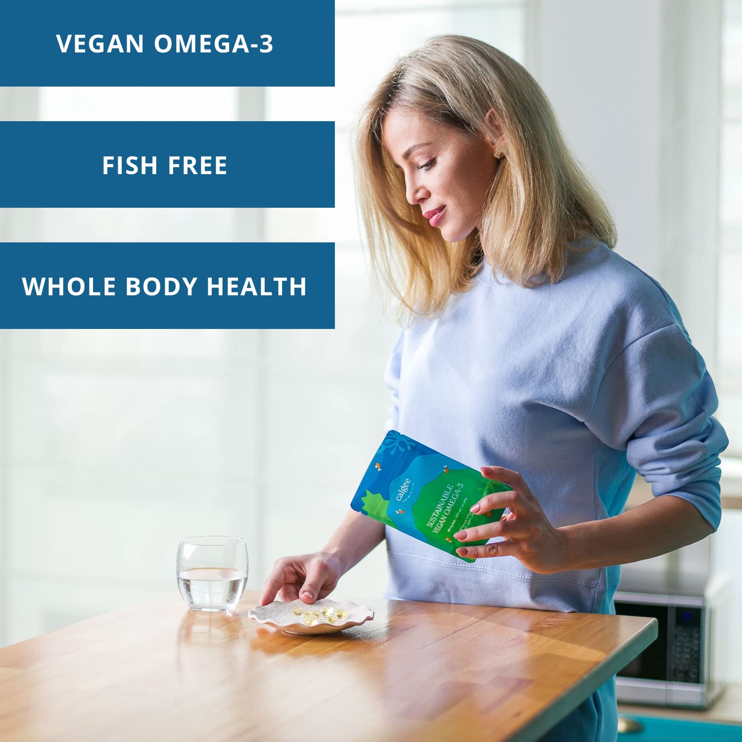 Calgee Vegan Omega 3-450mg DHA & EPA Fatty Acids - Sustainable Algae Oil - Plant-Based Fish Oil Alternative - Carrageenan-Free Softgels (120 Ct)