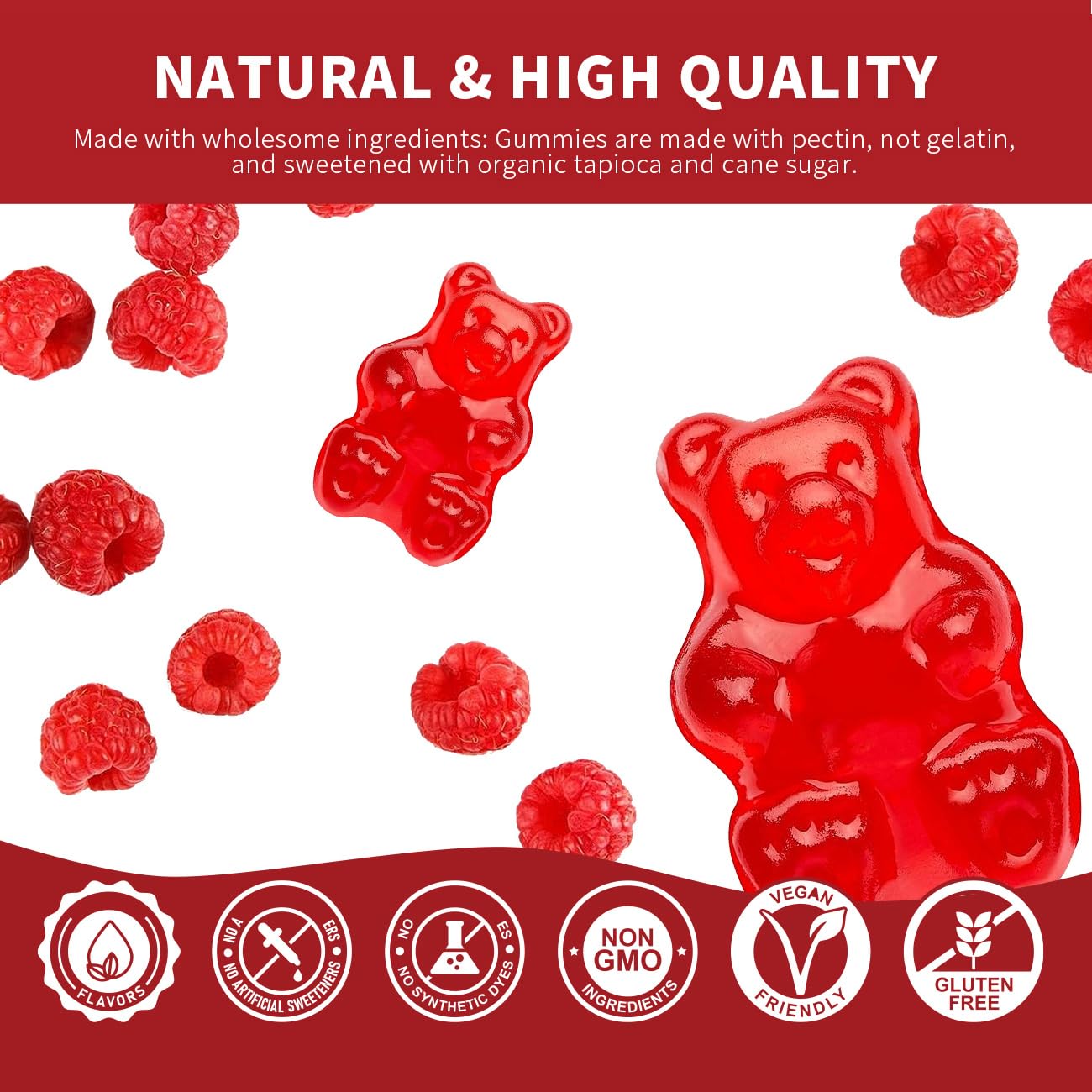 Triple Magnesium Complex 900 mg, Magnesium Glycinate, Citrate, Malate with Potassium, Calcium, Vitamin B6 for Calm & Sleep - Vegan, Non-GMO, Gluten Free - 60 Raspberry Gummies for Adults
