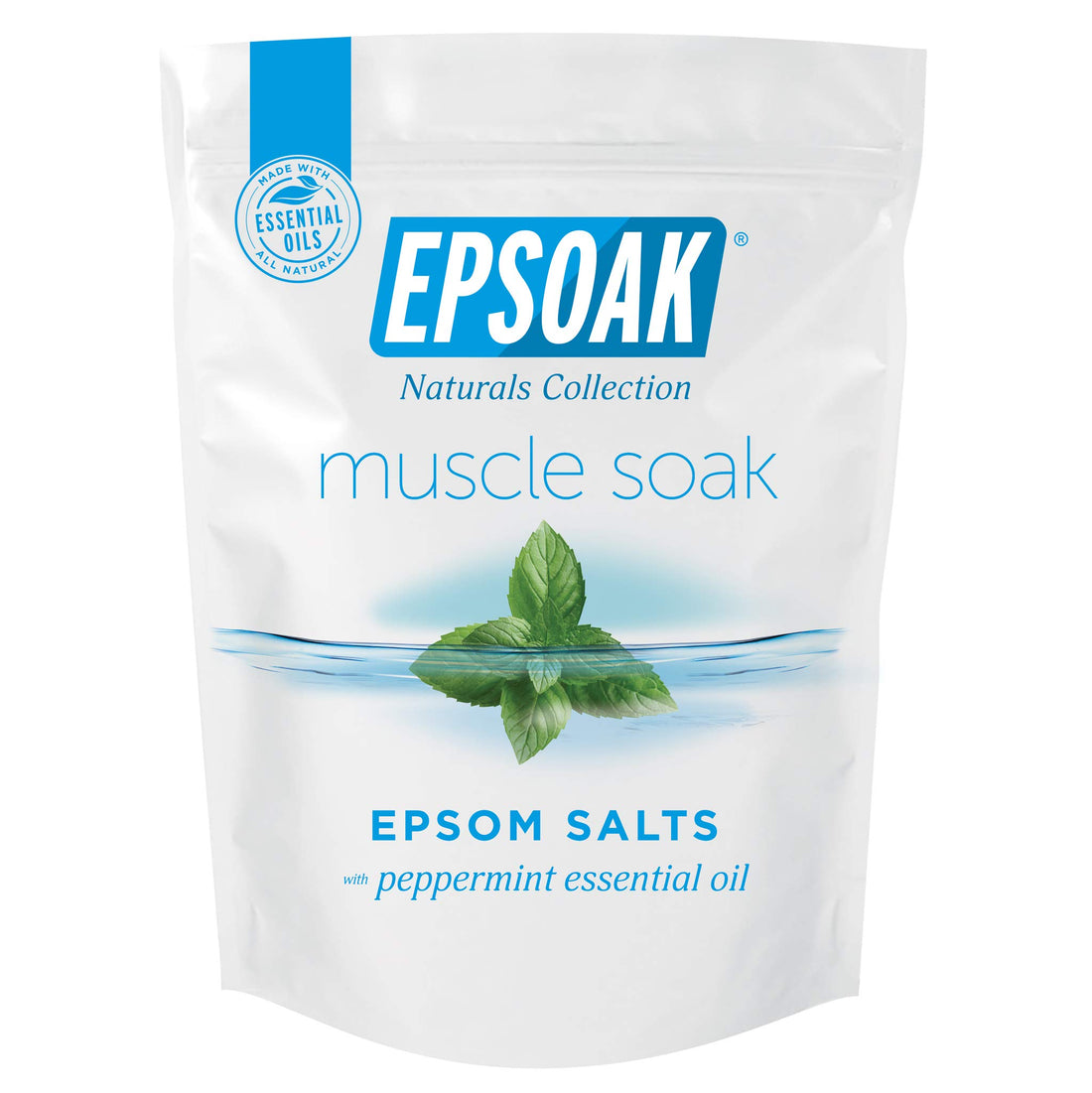 Epsoak Muscle Soak 4 lbs. - Speed Muscle Recovery, Soothe Aching Muscles, and Reduce Inflammation with Epsom Salt & Premium Eucalyptus & Peppermint Essential Oils (Qty 2 x 2 lb. Bags)