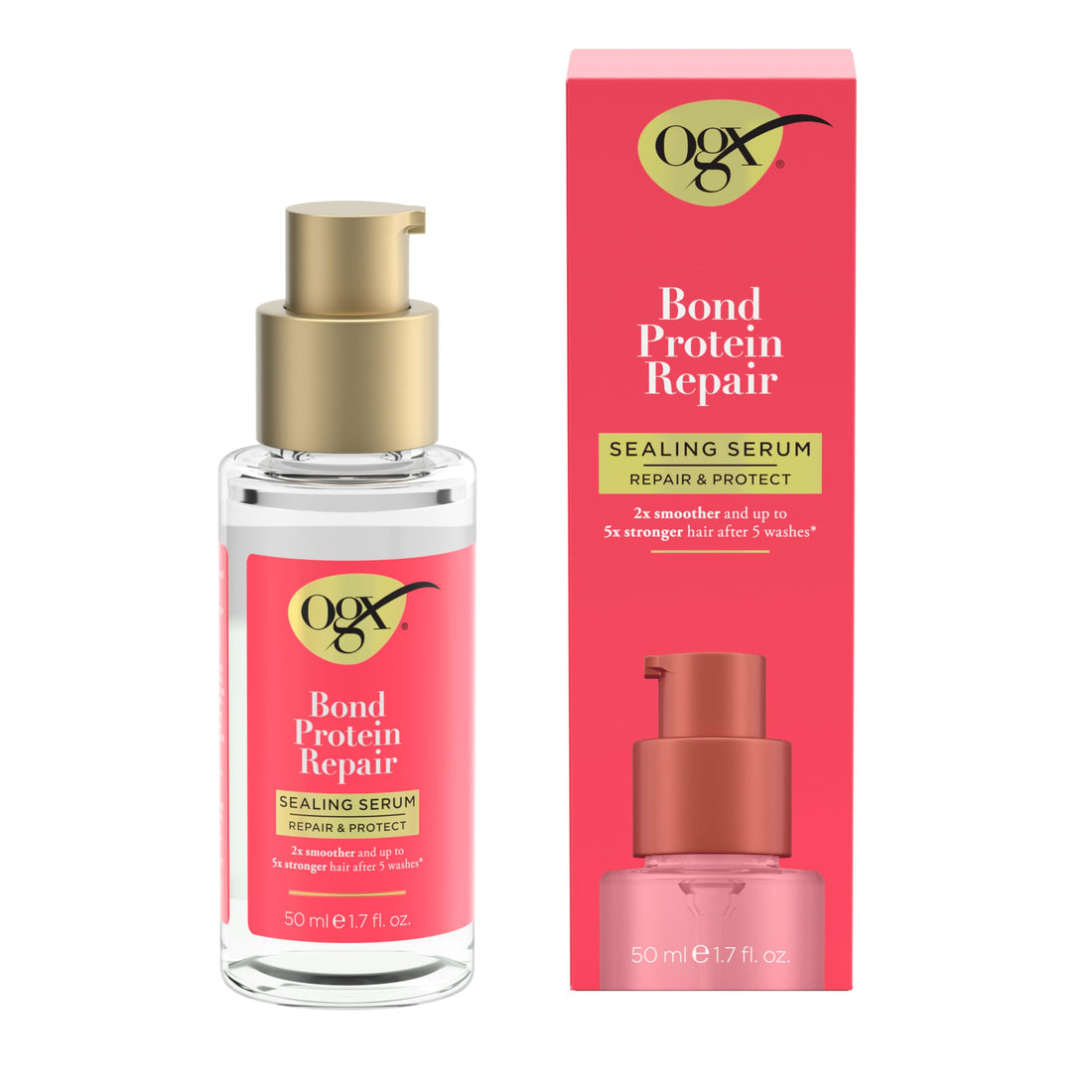 OGX Repair & Protect Bond Protein Repair Sealing Hair Serum, Sealing Hair Serum Helps Revitalize Damaged Hair for Softer, Smoother, & Stronger Hair, 1.7 fl. oz