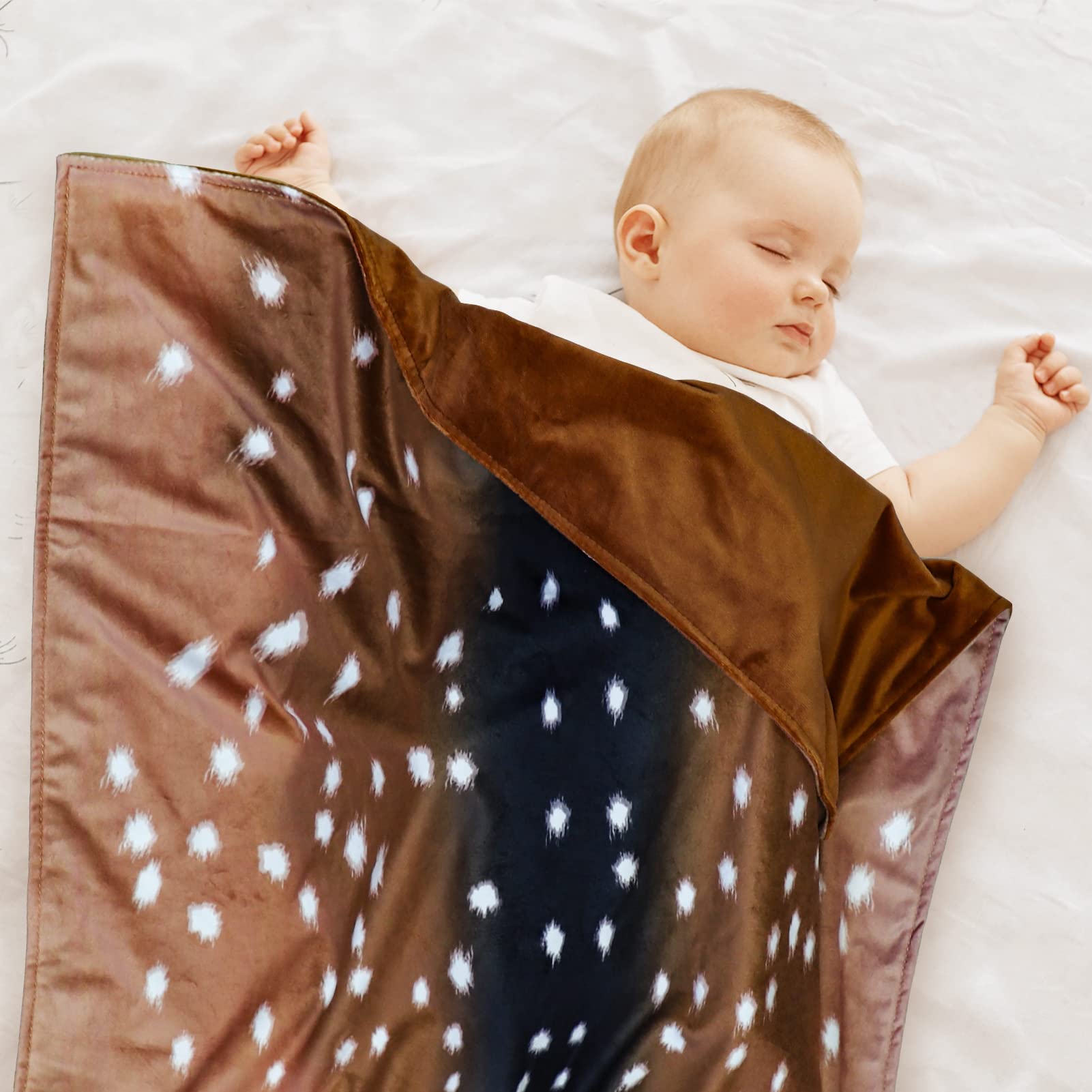 GFU Baby balnket for Boys and Girls, Swaddle Receiving Plush Blanket, Soft Western Newborn Unisex Sleep Blanket for Infant Toddler and Kids for Crib and Stroller, Deer Skin Print, Hunting Theme