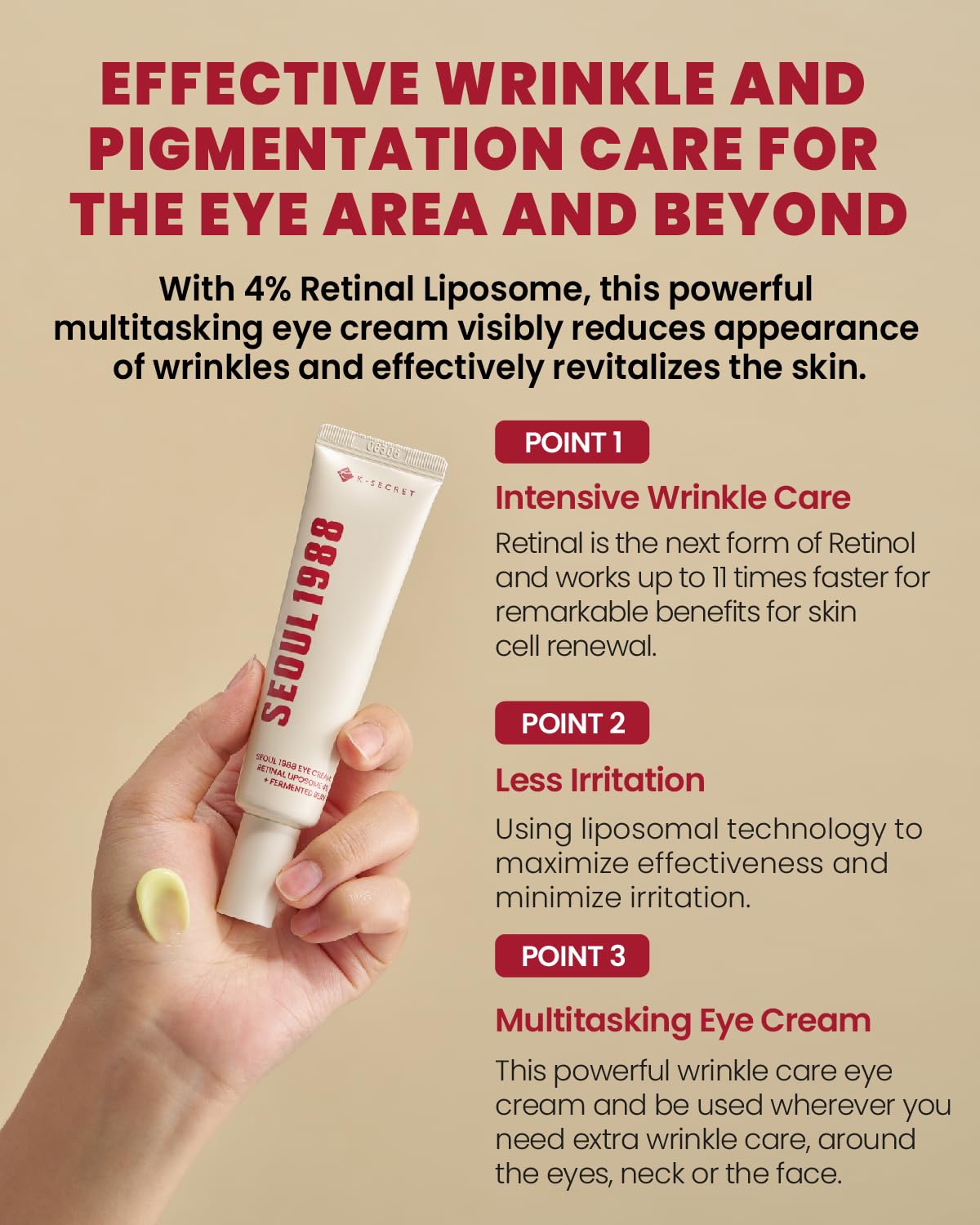 KSECRET SEOUL 1988 Eye Cream : Retinal Liposome 4% + Fermented Bean, 30ml/1.01 fl.oz.