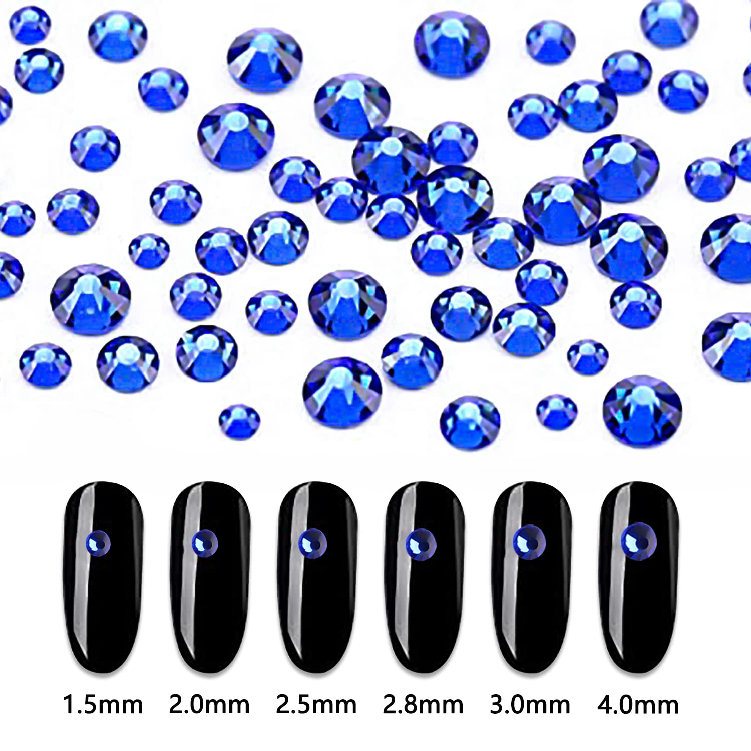 WOKOTO 2 Box Flat Back Blue Rhinestones For Nails Multi Shapes Big Nail Crystals Diamonds For Nails Nail Rhinestones 3d Nail Charms Stones For Nails Nail Art Rhinestones Sapphire Nail Gems Nail Art