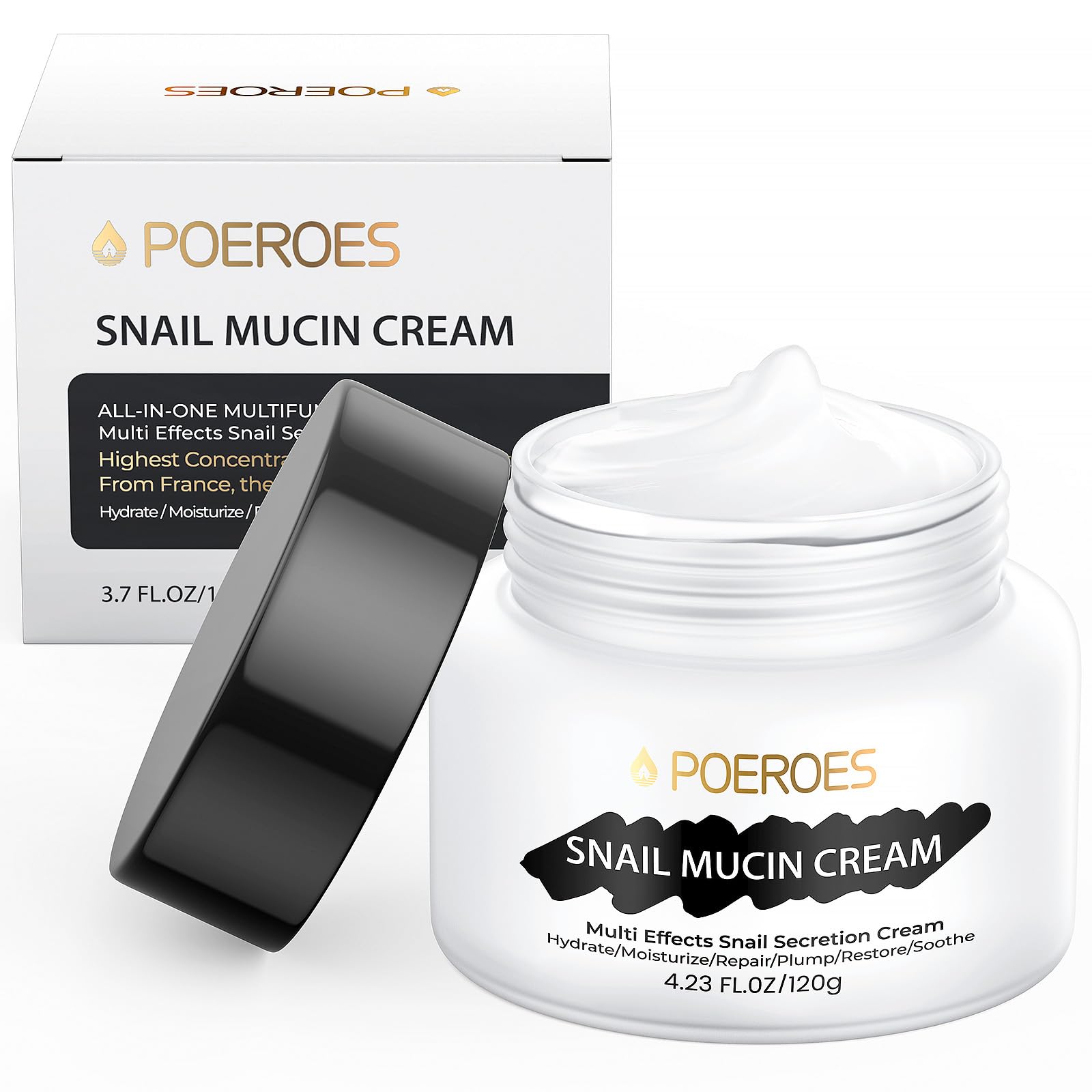 POEROES Snail Mucin Cream 99.3% Moisturizer Face Cream 4.23 Fl Oz Daily Face Moisturizer for Dry Skin Sensitive Skin Acne-prone Face Lotion