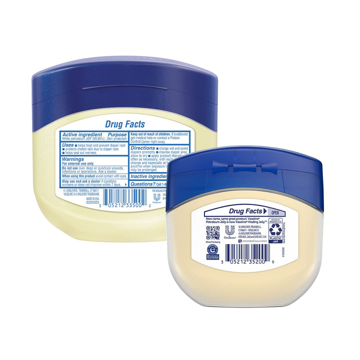 Vaseline Original Healing Jelly, 2-Size Variety Bundle – #1 Dermatologist Recommended Skin Protectant, Healing Ointment for Beauty & Personal Care