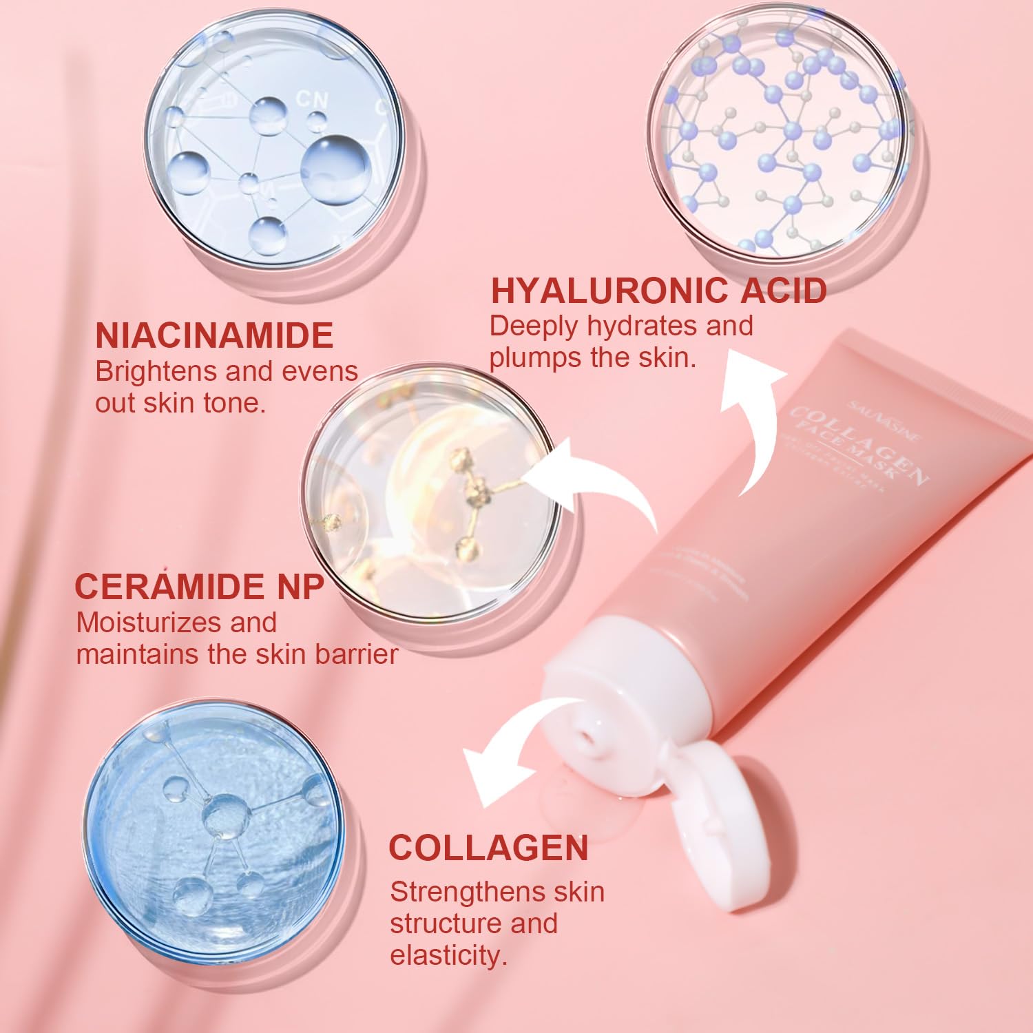 Ueseinl Collagen Wrapping Peel-Off Mask Overnight, Collagen Night Wrapping Face Mask, Hydrates & Firming Face Mask for Moisturizing & Tightening, Glowing Skin