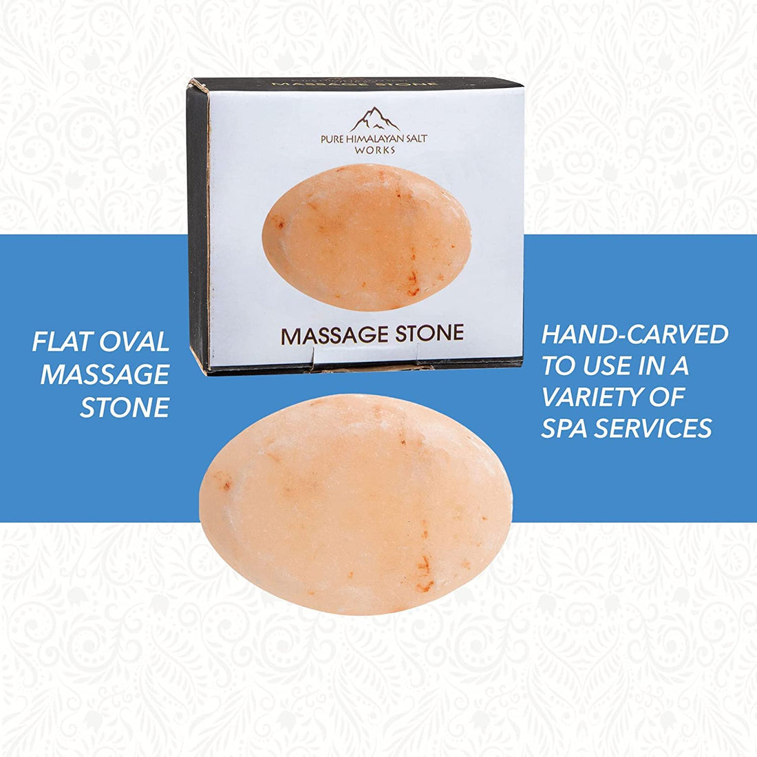 Pure Himalayan Salt Works Flat Oval Massage Stone, Pink Crystal Hand-Carved Stone for Massage Therapy, Deodorant and Salt and Sugar Scrubs, 2.5” W x 3.5” L x 1” D (Pack of 6)