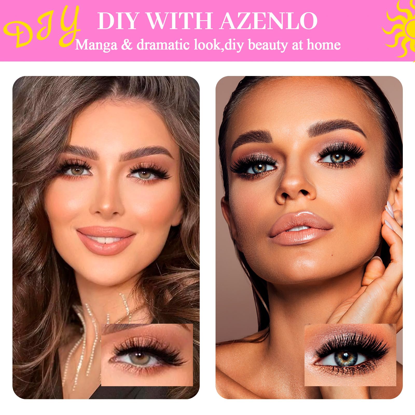 Azenlo Lash Extensions Cluster DIY Lashes 240pcs 40D 60D 10-16mm Eyelash Clusters Individual Lashes Lash Kit Think Band Lash Kit(40D+60D Kit)